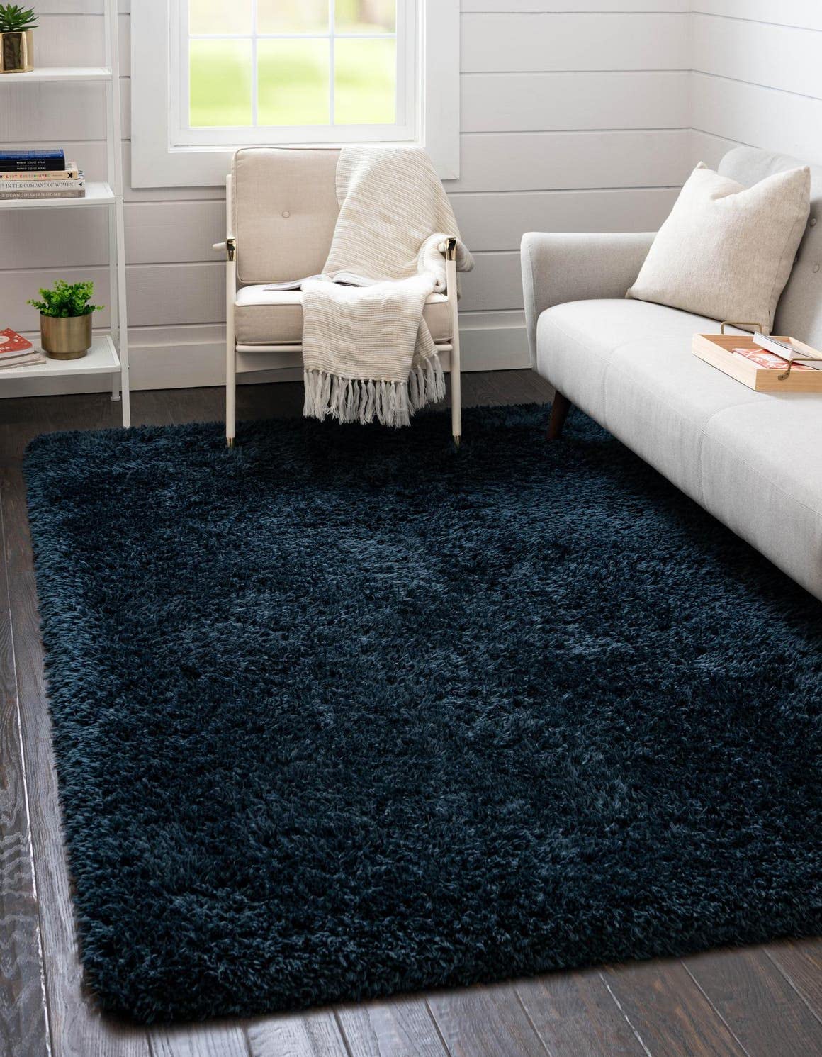 Rugs.com Infinity Collection Solid Shag Area Rug 5 x 8 Cobalt Shag Rug Perfect for Living Rooms, Large Dining Rooms, Open Floo