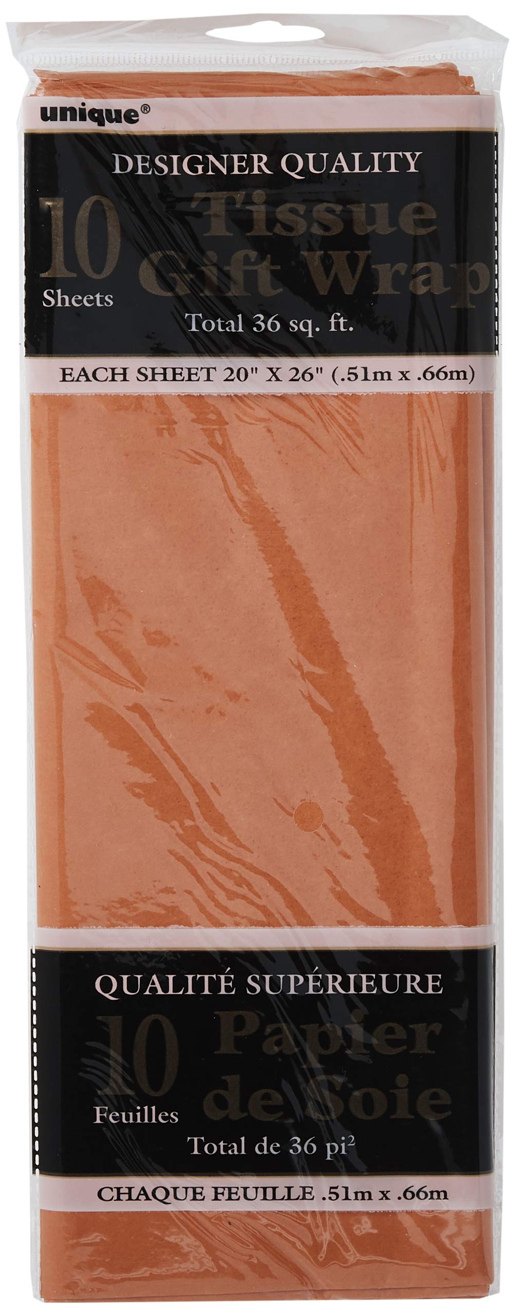 Solid Orange Tissue Sheets - 20'' X 26'', 10 Count - Perfect Colorful Gift Wrapping & Craft Supplies