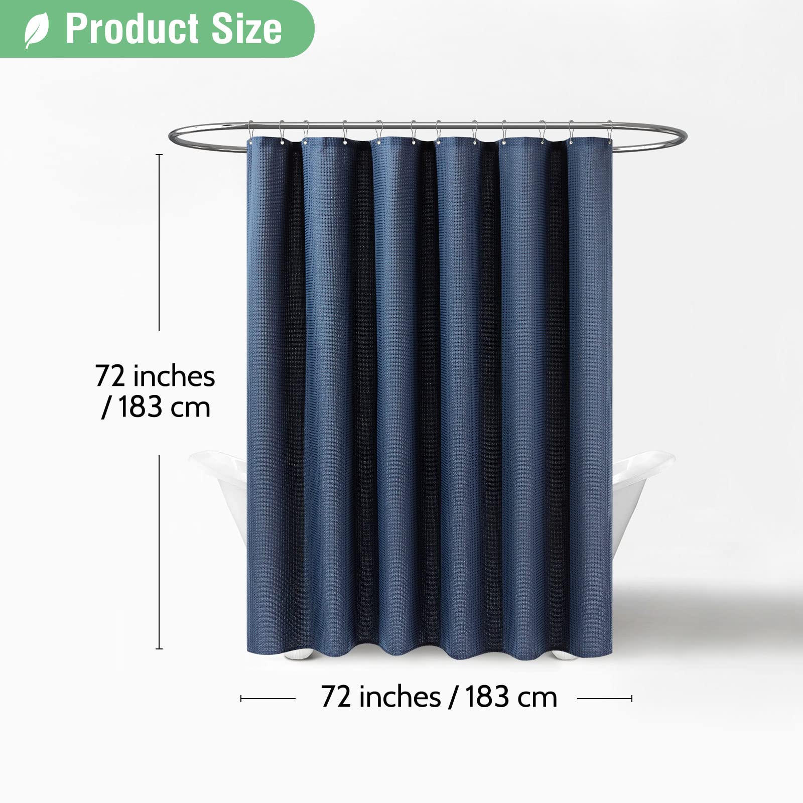 Dynamene Thick Fabric Shower Curtains For Bathroom - Waffle Weave Heavy Duty, 256Gsm Hotel Spa Luxury Weighted Polyester Cloth B