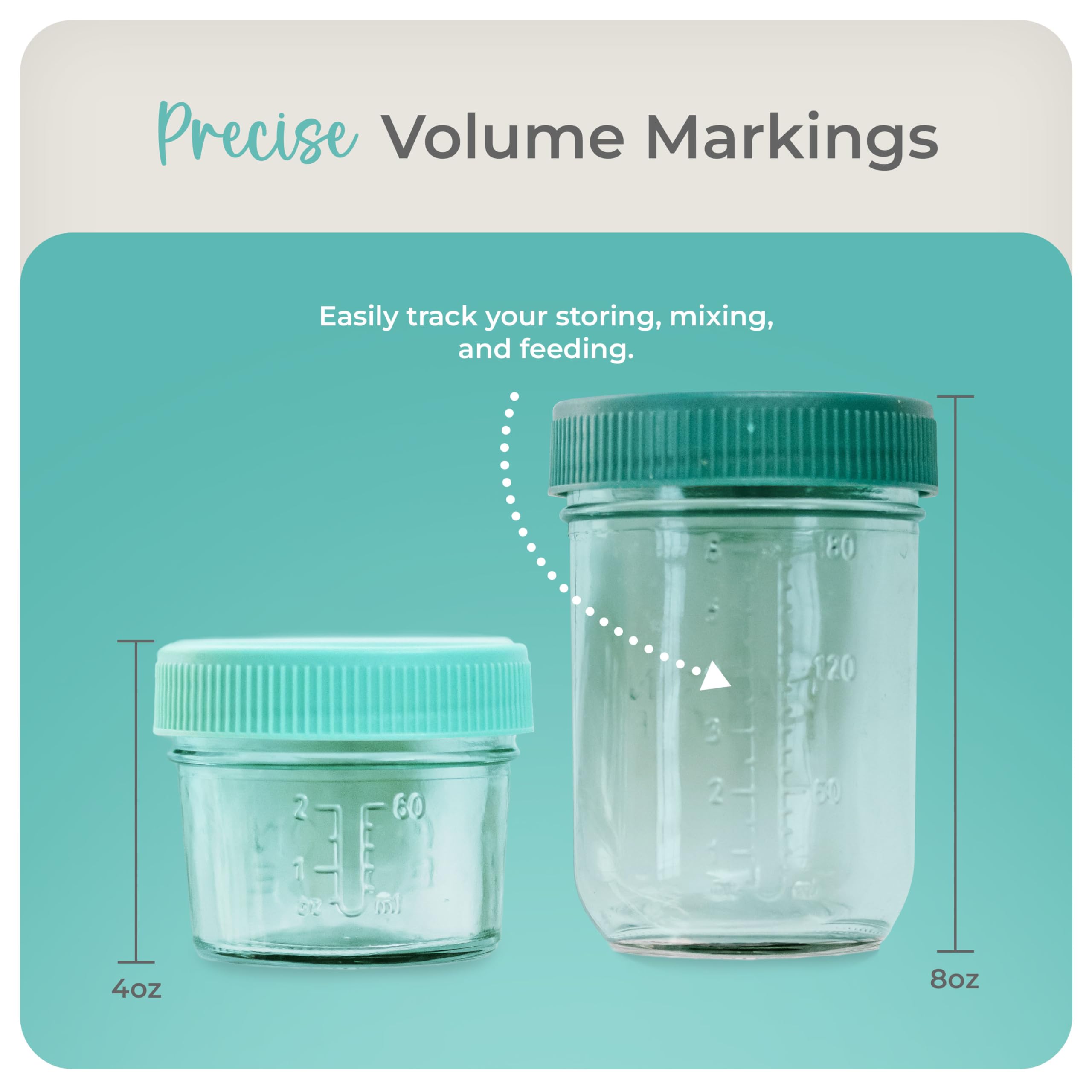 Mason Bottle Breast Milk Storage Glass (4Oz & 8Oz, 8-Pack) - Reusable Glass Baby Food Jars With Lids - Airtight, Stackable, Free