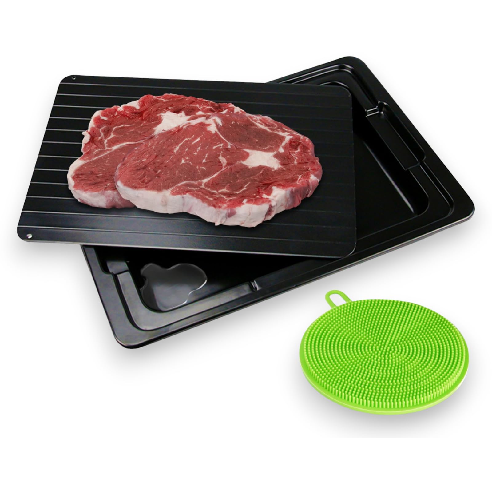 Ace And Olive Meat Defrosting Tray For Frozen Meat With Drip Tray- Meat Thawing Board - Aluminum Meat Thawing Tray For Frozen Me
