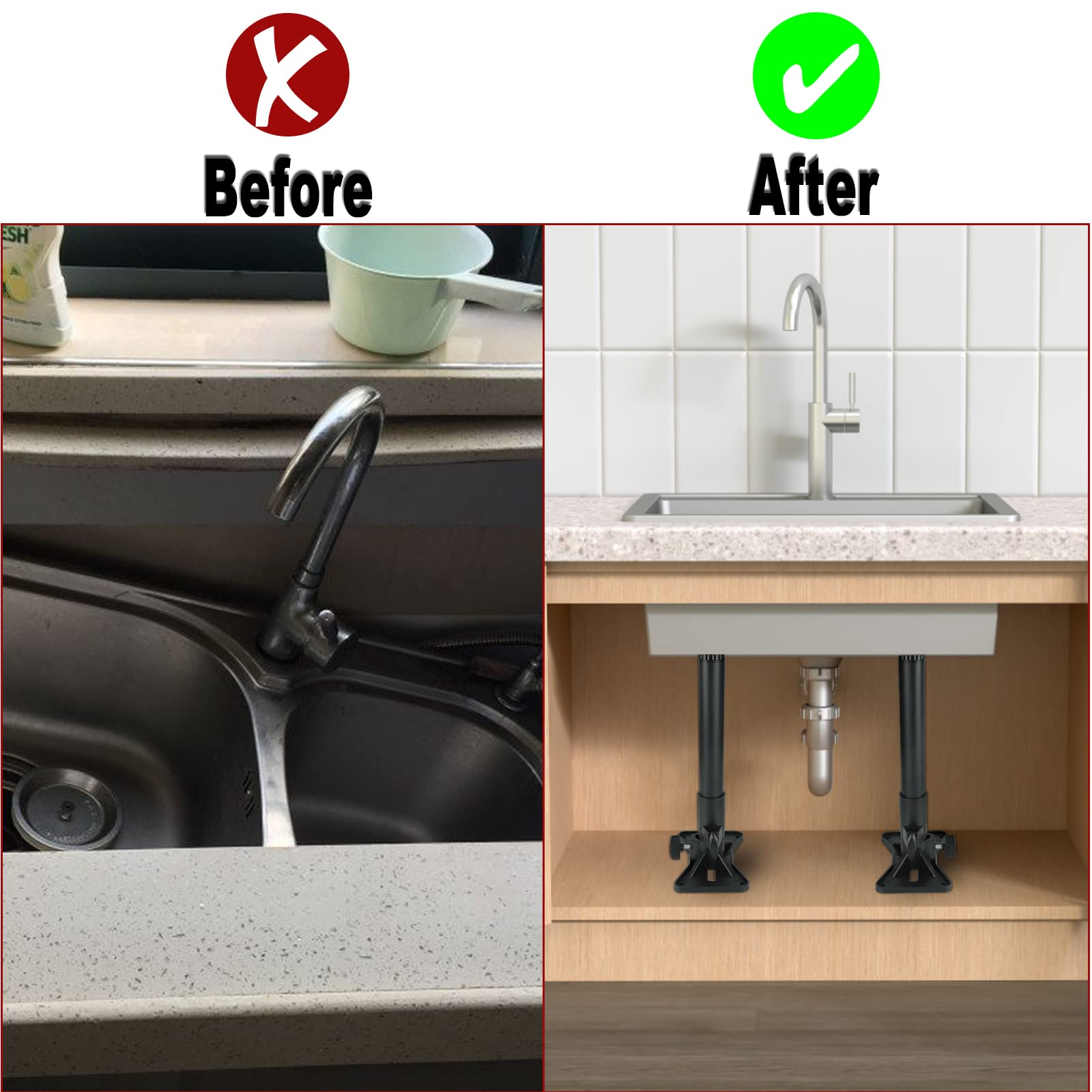 Undermount Sink Support Repair Brackets - Ymobbu Undermount Sink Repair Kit System Kitchen Sink Adjustable Brackets (13.7-23.6 I