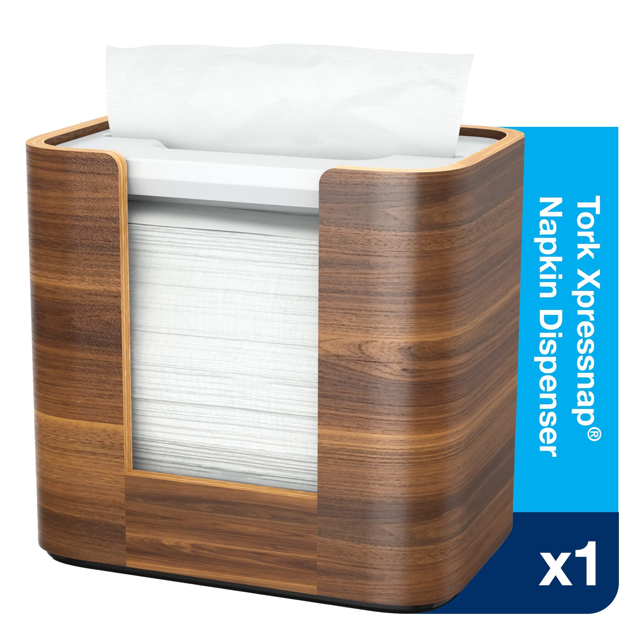 Tork Xpressnap Tabletop Napkin Dispenser Walnut N4, Compact, Image Range, 7.6'' X 8'' X 5.5'', 72900