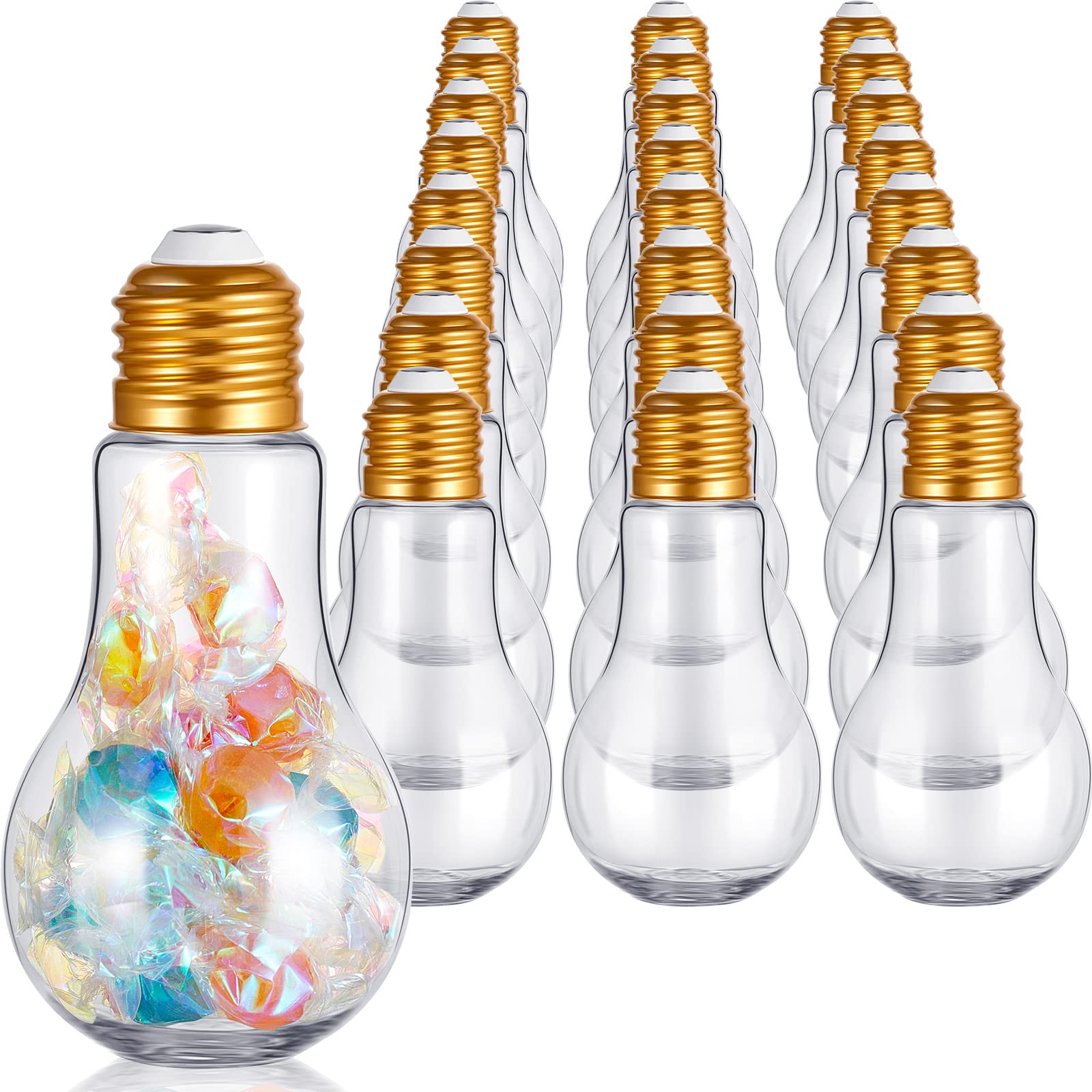 Tessco for you 36 Pcs 3.4 oz/ 100 ml Plastic Light Bulb Jars Clear Plastic Candy Jars Bulb Vase Christmas Ornament Storage Conta