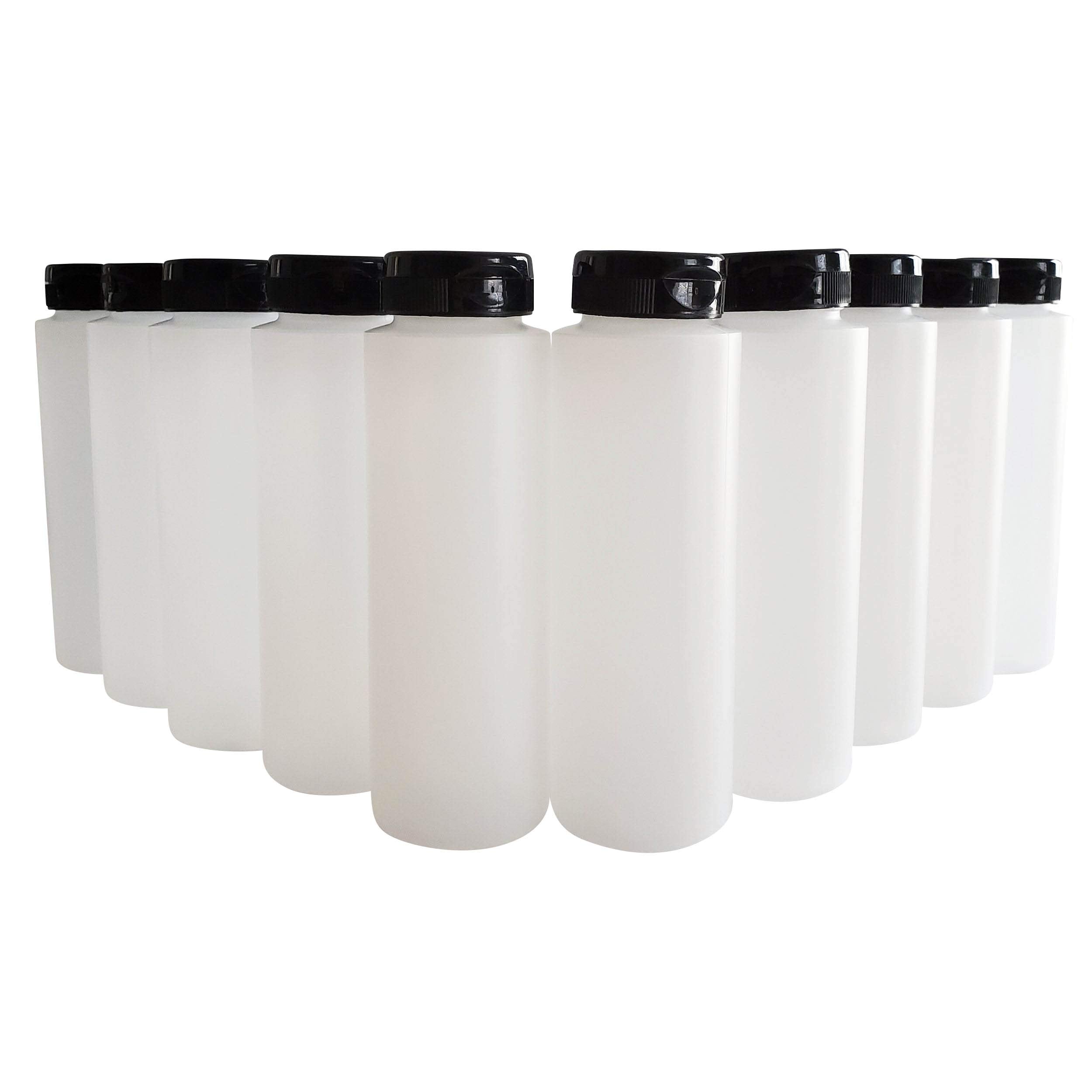 Kelkaa 8Oz Hdpe Plastic Squeeze Bottles With Wide Mouth Opening, Black Flip Top Caps For Condiments And Any Thick Liquid Product