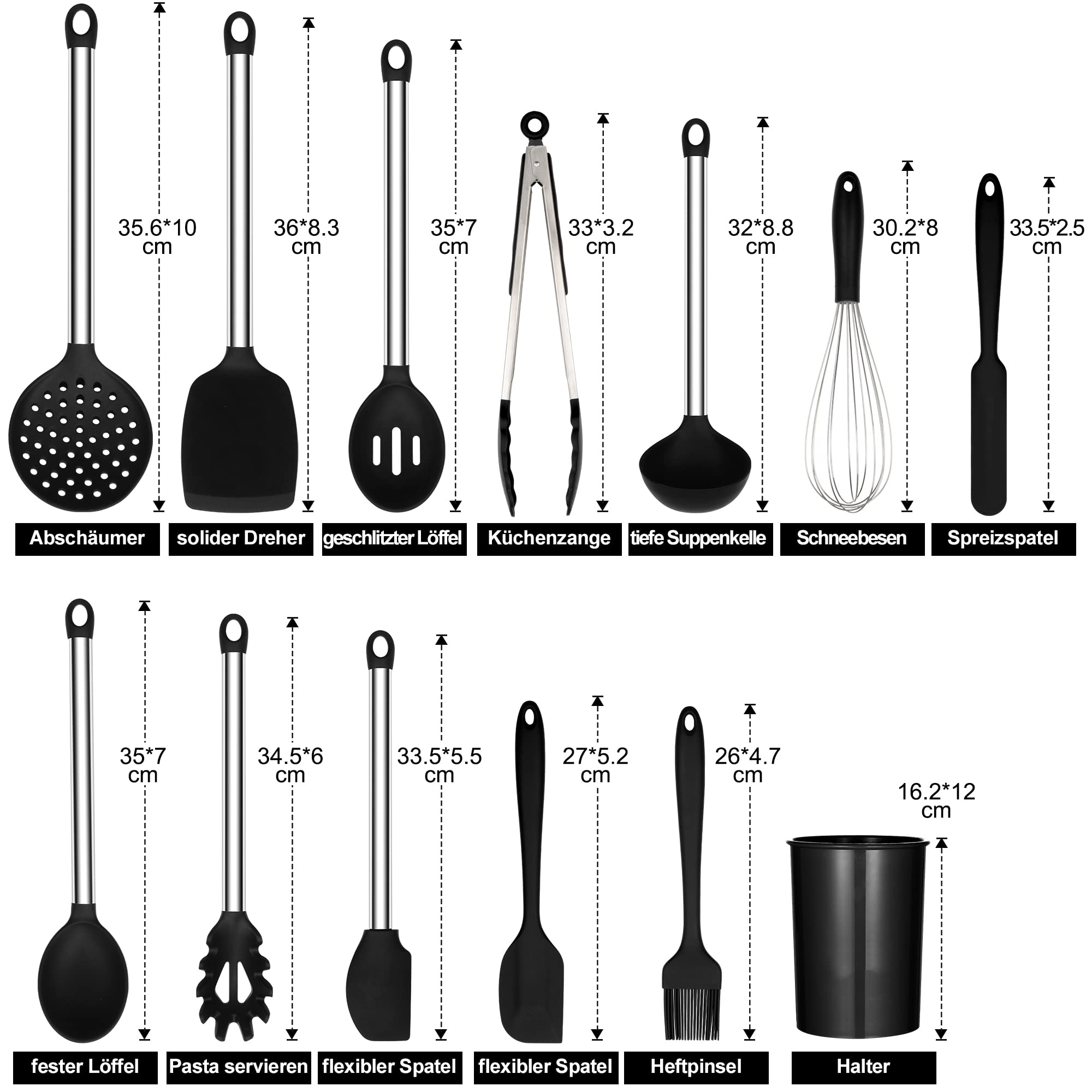 Kitchen Utensils Set, 13Pcs Cooking Utensils Set, Non-Stick Silicone Spatula Set, Kitchen Essentials Utensil Sets