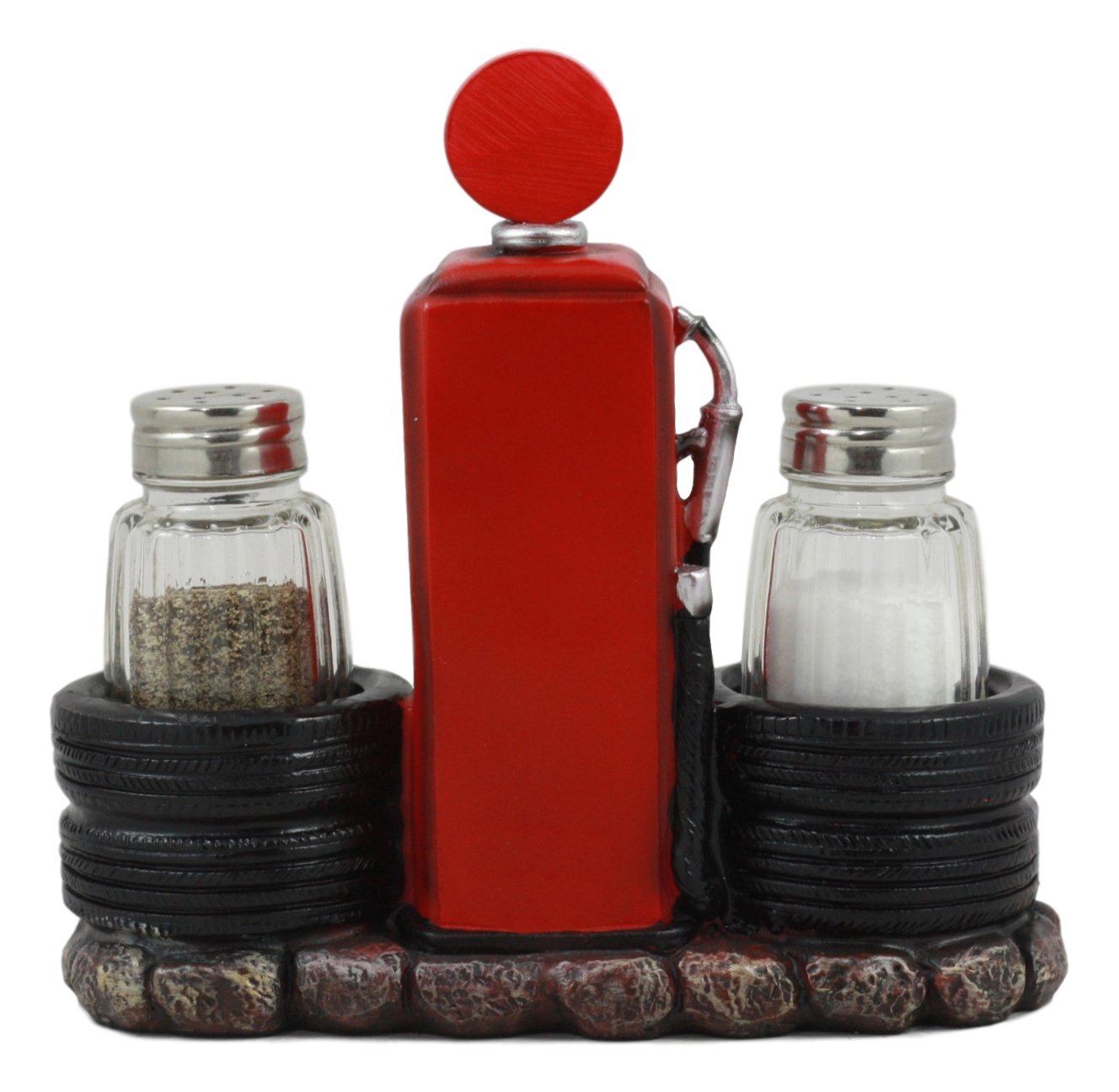 Route 66 Old Fashioned Gas Pump Station Salt Pepper Shaker Holder Figurine Cross Country Road Trip Lovers