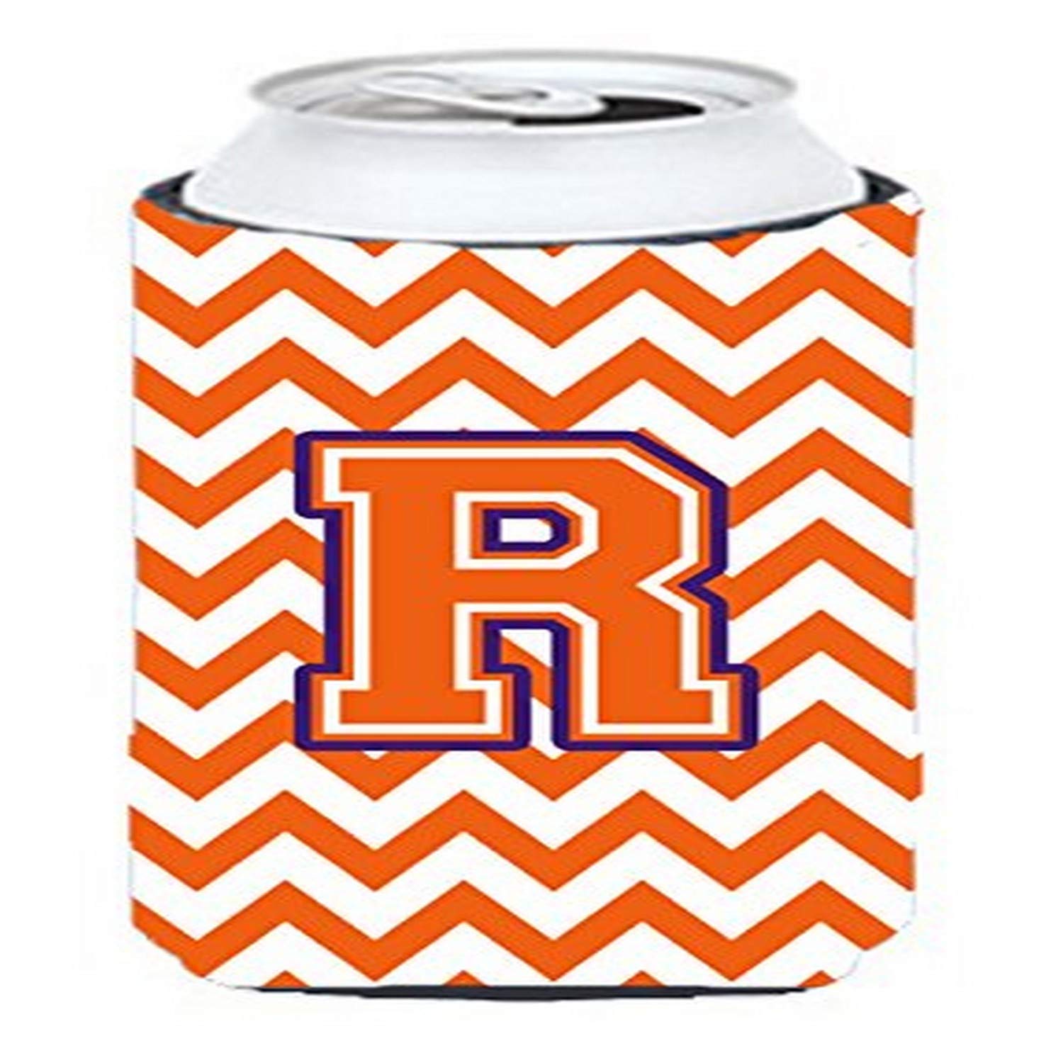 Letter R Chevron Orange and Regalia Tall Boy Beverage Insulator Hugger CJ1062-RTBC