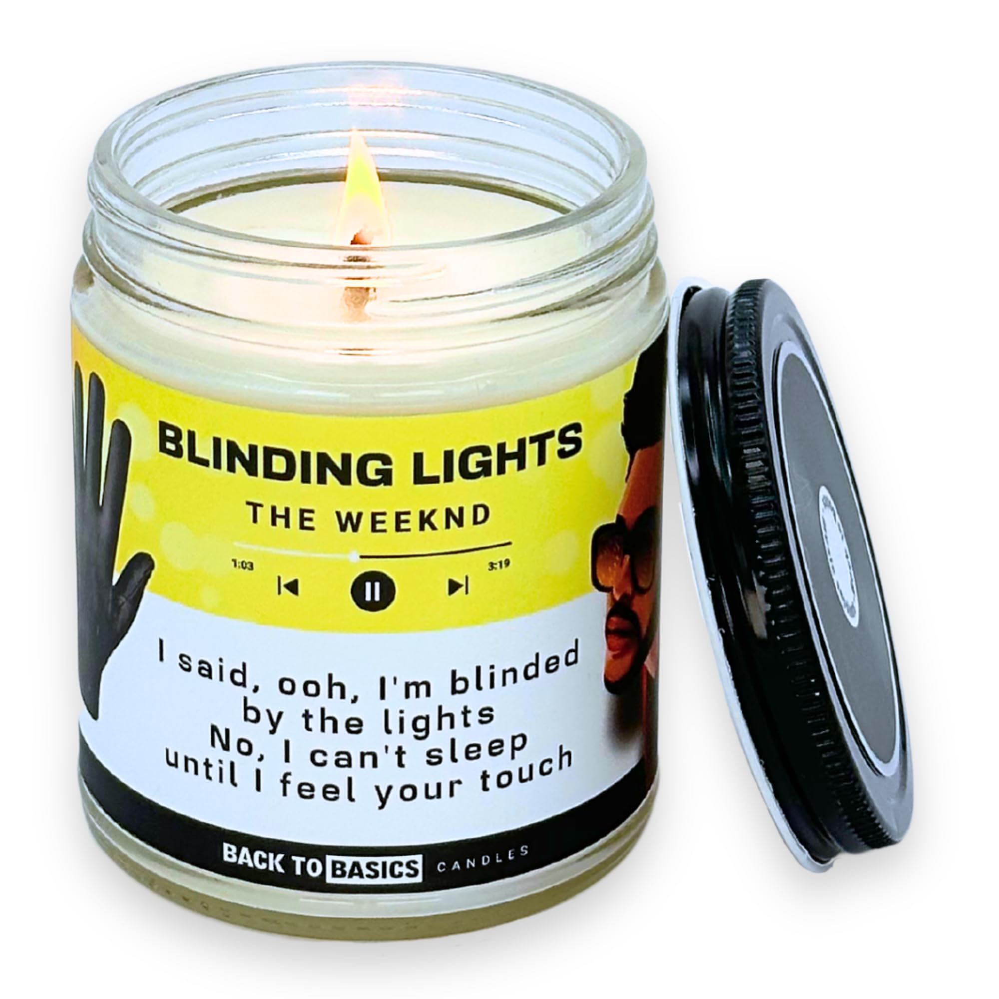 Back to Basics Candles | Blinding LIghts - 9oz Soy Wax Lavender Scented Candle for Home Decor, Birthday Gifts for Women, Men, Be