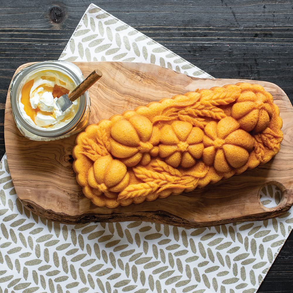 Nordic Ware 93448 Wheat & Pumpkin Cast Loaf Pan, 6 Cup Capacity, Bronze