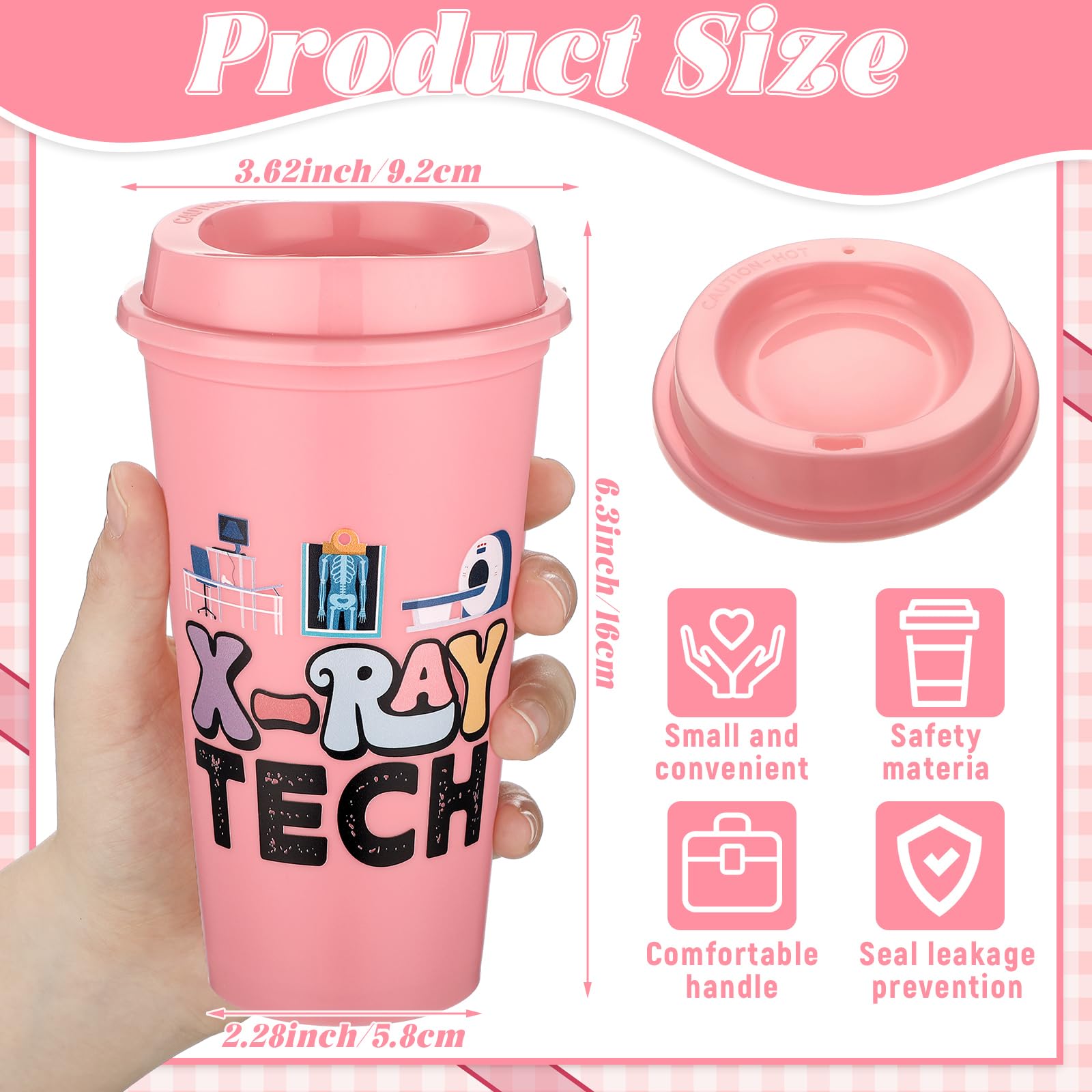 SiliFine 12 Pcs Christmas X-Ray Tech Gifts Bulk 16 oz Tumbler with Lids Radiographer Thank You Cups Reusable Travel Coffee Mugs