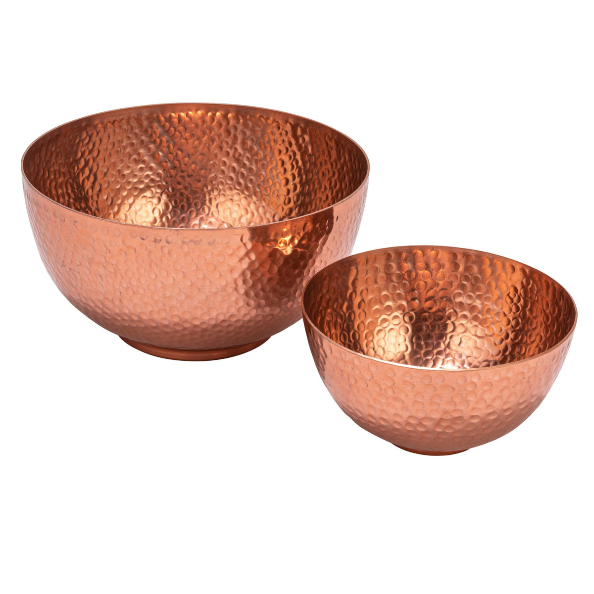 Bloomingville Round Hammered Metal, Set Of 2 Sizes, Copper Finish Bowl