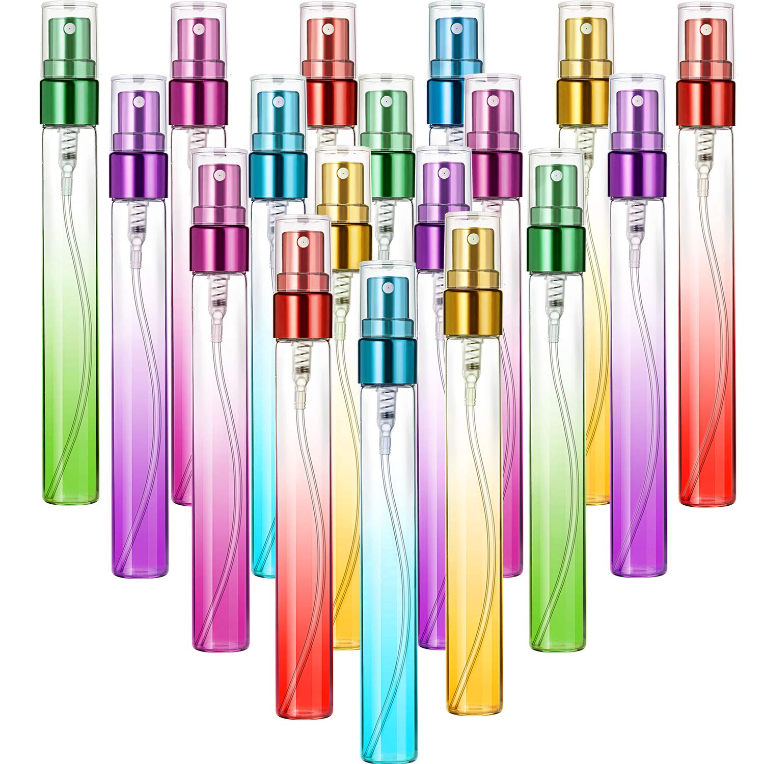 18 Pieces Mini Perfume Spray Bottles 10 Ml Colorful Glass Fine Mist Sprayer Empty Spray Bottles Refillable Container Perfume Ato