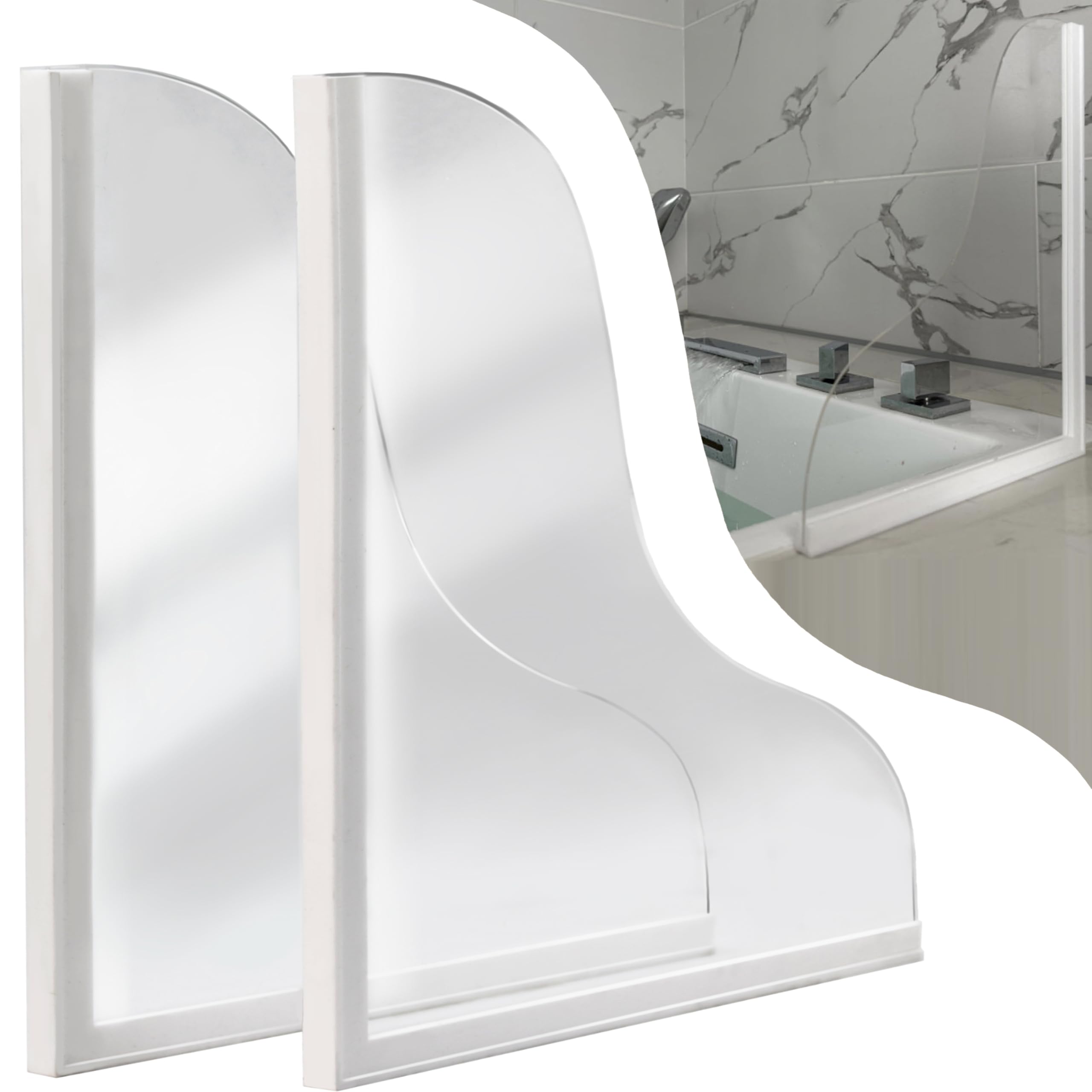 Shineligee 2 Pack Updated Shower Splash Guard, Large Splash Guards For Bathtub, Consists Of Silicone Base And Acrylic Plate, Kee