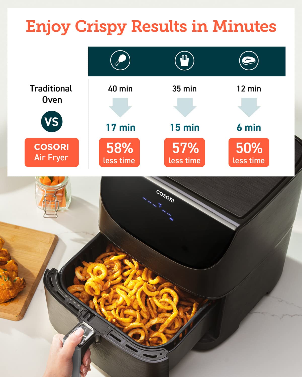 COSORI Pro Gen 2 Air Fryer 5.8QT, Black, Aluminum, 13 Functions, Dishwasher-Safe Basket, Model CP168-AF