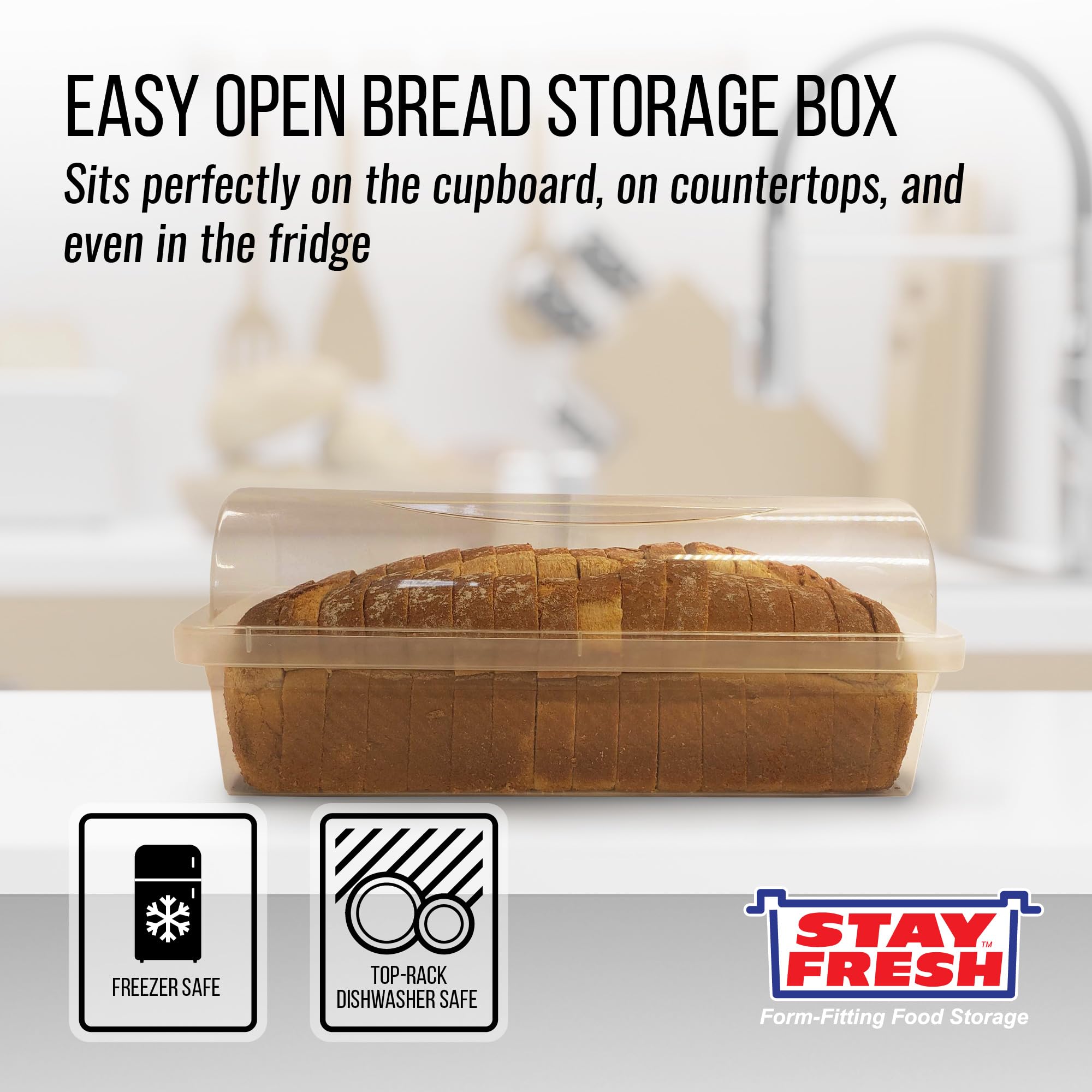 Plastic Bread Box Container - Kitchen Discovery - Bread Box Plastic Storage - Plastic Bread Holder For Keeping Flavor And Freshn
