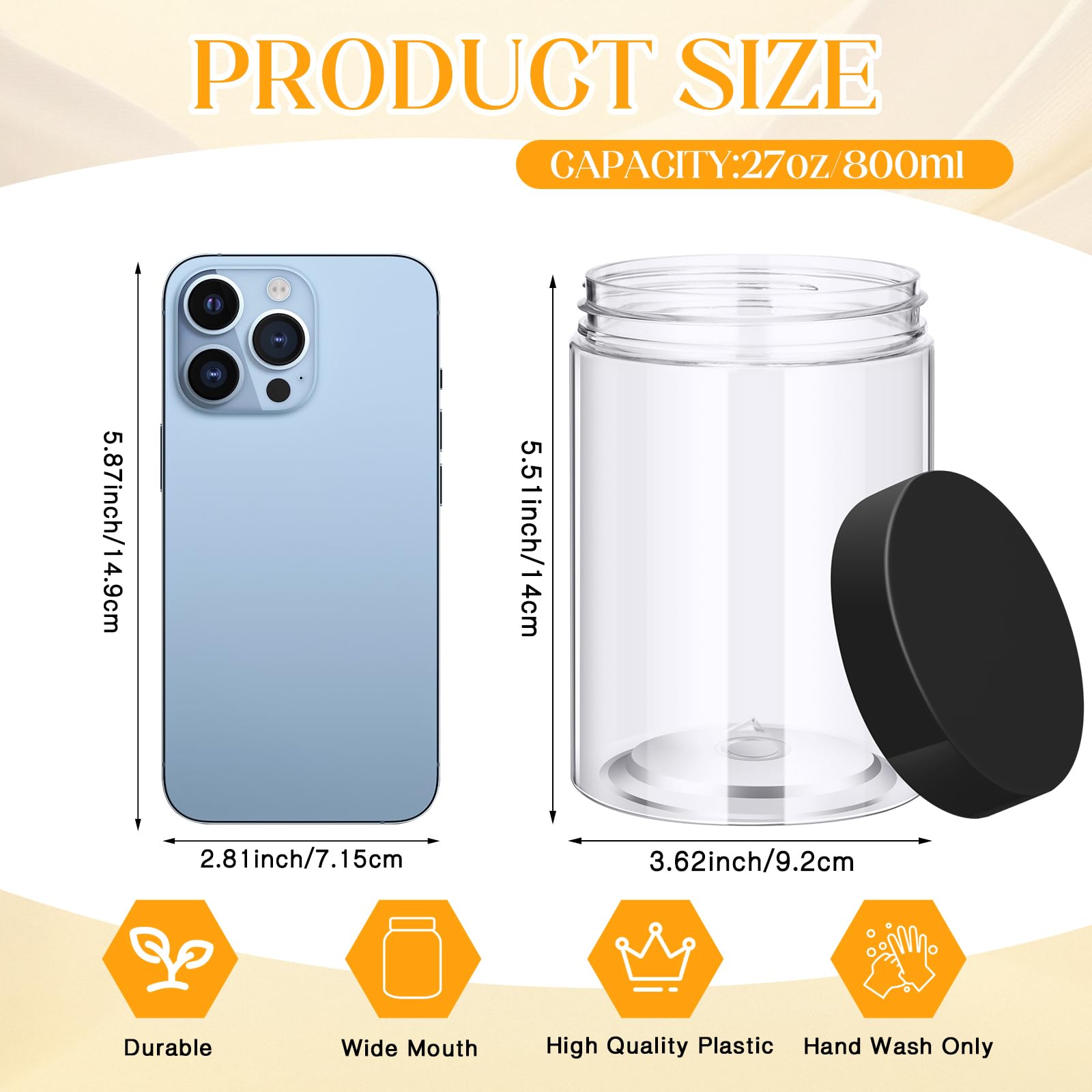 Patelai 4 Pieces Round Wide-Mouth Leak Proof Plastic Container Jars With Lids For Travel Storage Makeup Beauty Products Face Cre