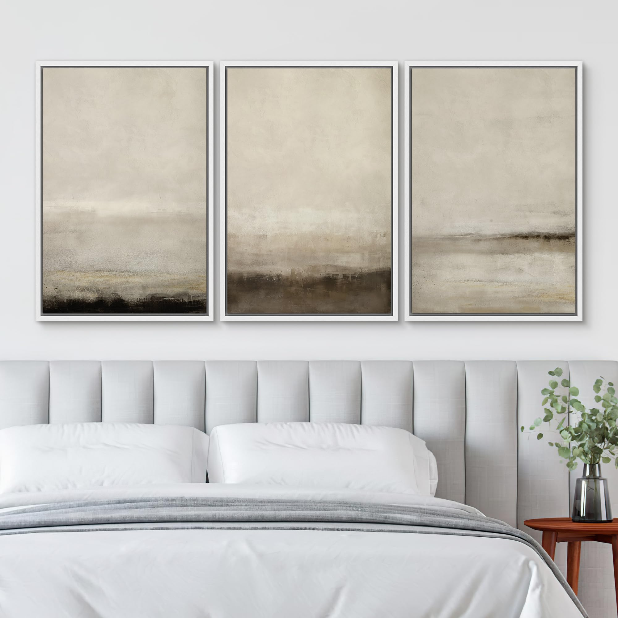 Signwin Framed Canvas Print Wall Art Set Misty Horizons Tranquil Scenery In Monochrome Abstract Modern Art Bohemian Decorative F