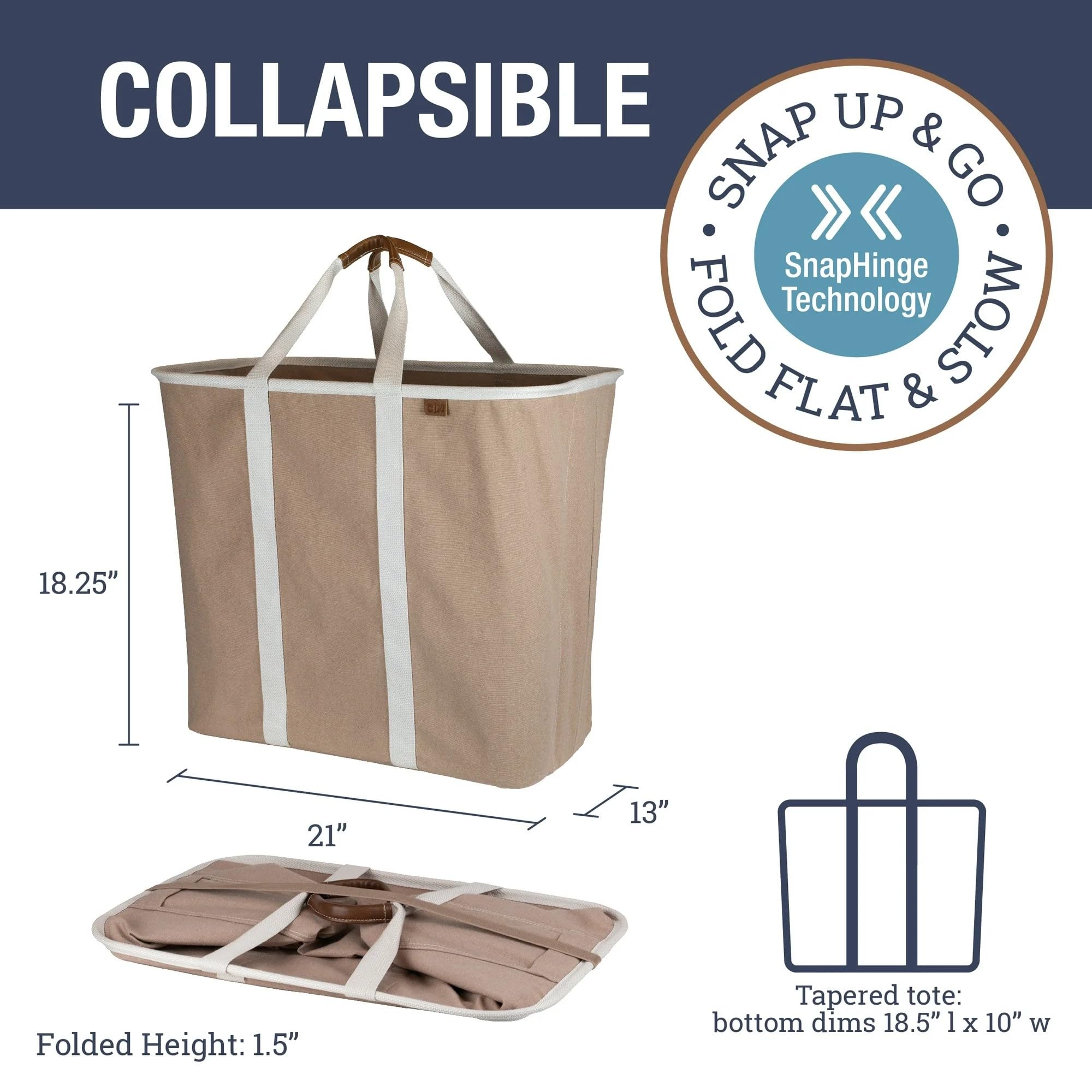 CleverMade Collapsible Laundry Basket  Premium Large Foldable Clothes Hamper  Laundry Tote Carry All Bin XL Pop-Up Caddy with Handles  2 Pack  Mocha