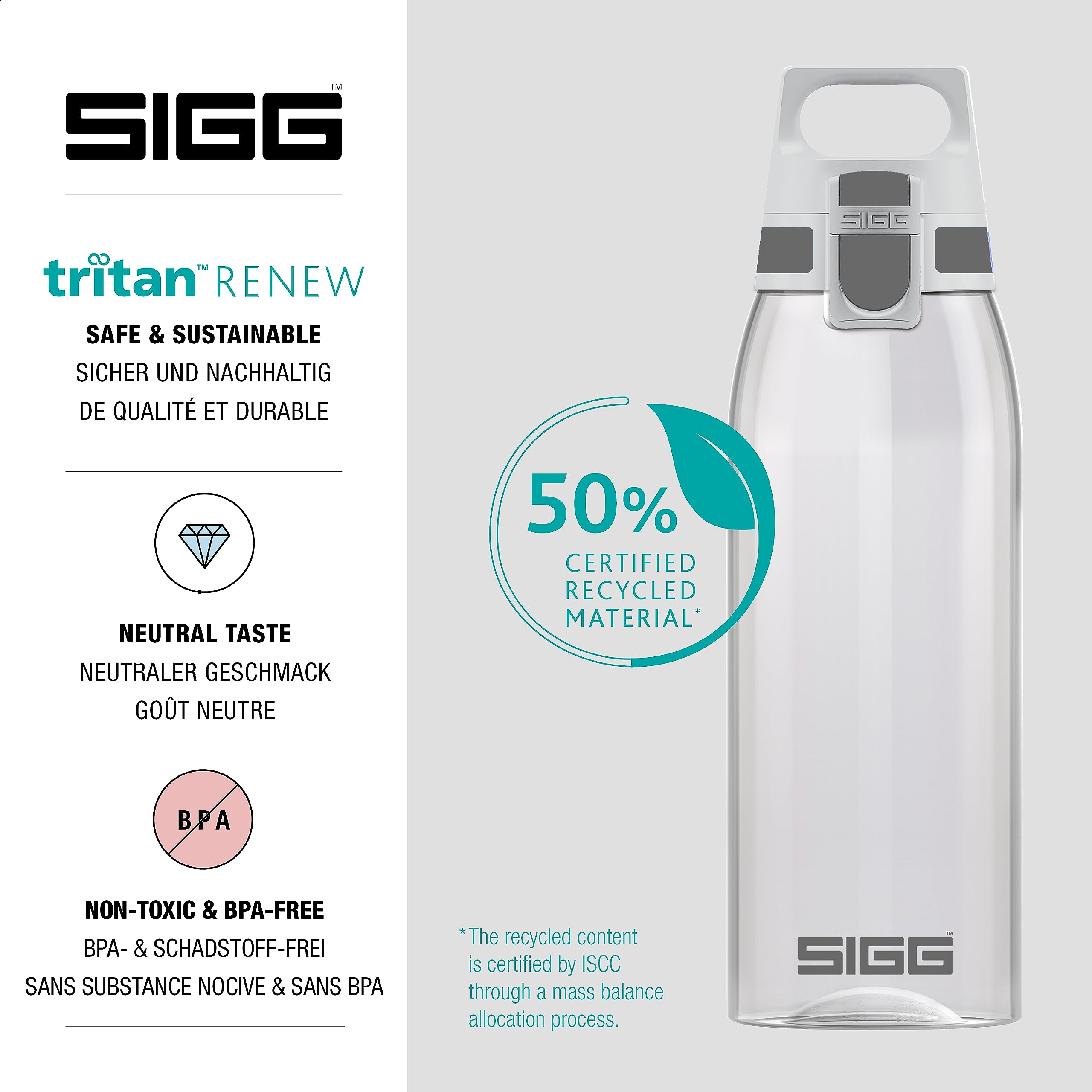 Sigg - Tritan Sports Water Bottle - Total Color Transparent - Leakproof - Featherweight And Shatter-Proof Tritan Plastic - Dishw