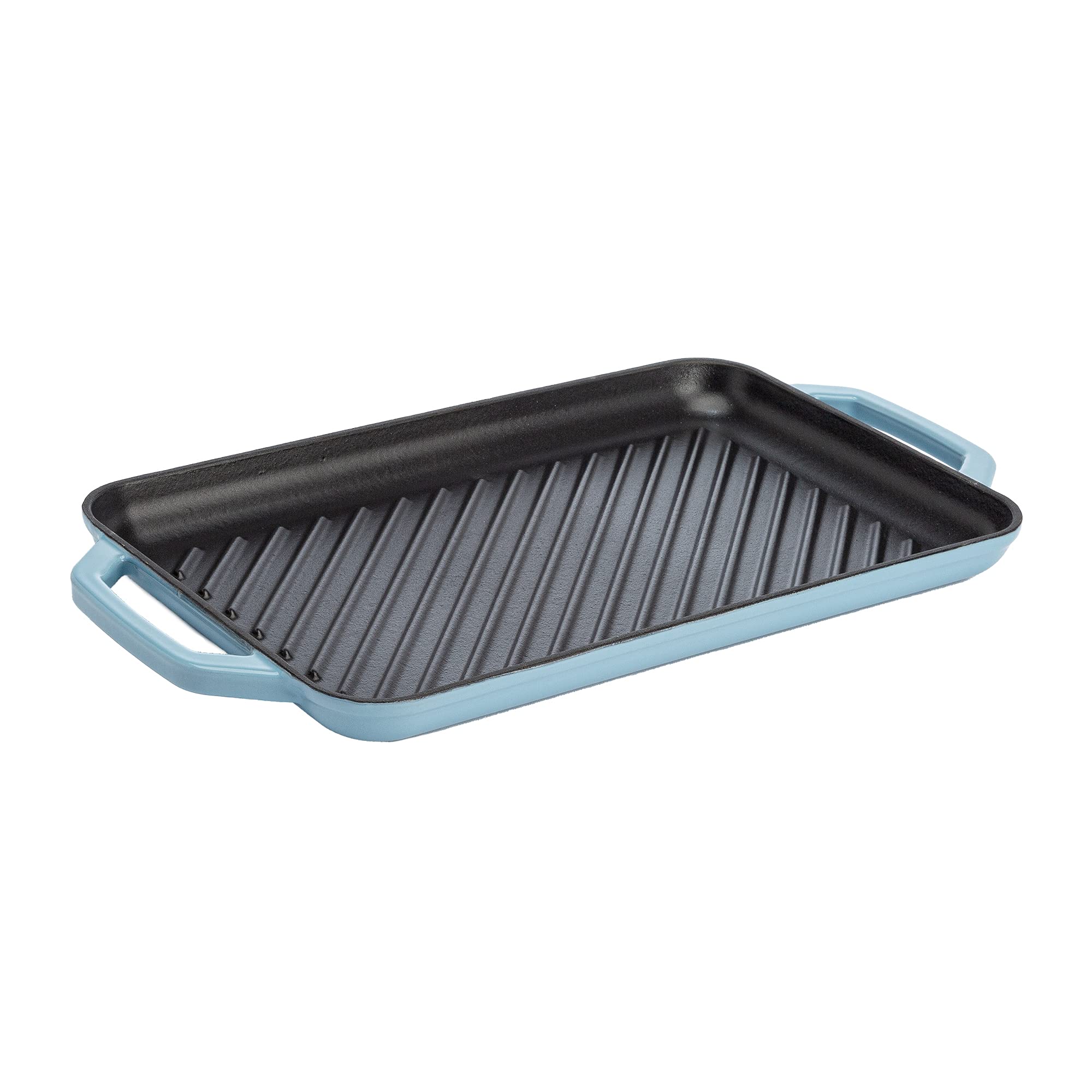 Country Living Enameled Cast Iron Grill Pan, Family Sized Rectangular Griddle, Durable Indoor And Outdoor Cookware, 17'' X 9.5''