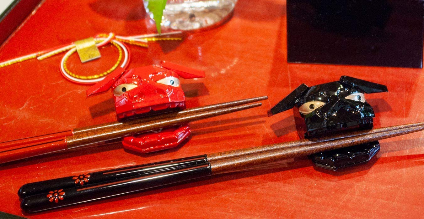Kawaii 27920 Chopsticks, Chrysanthemum Komon, Lion Mai, Chopsticks Rest, Assortment, 9.1 / 8.3 Inches (23 / 21 Cm)