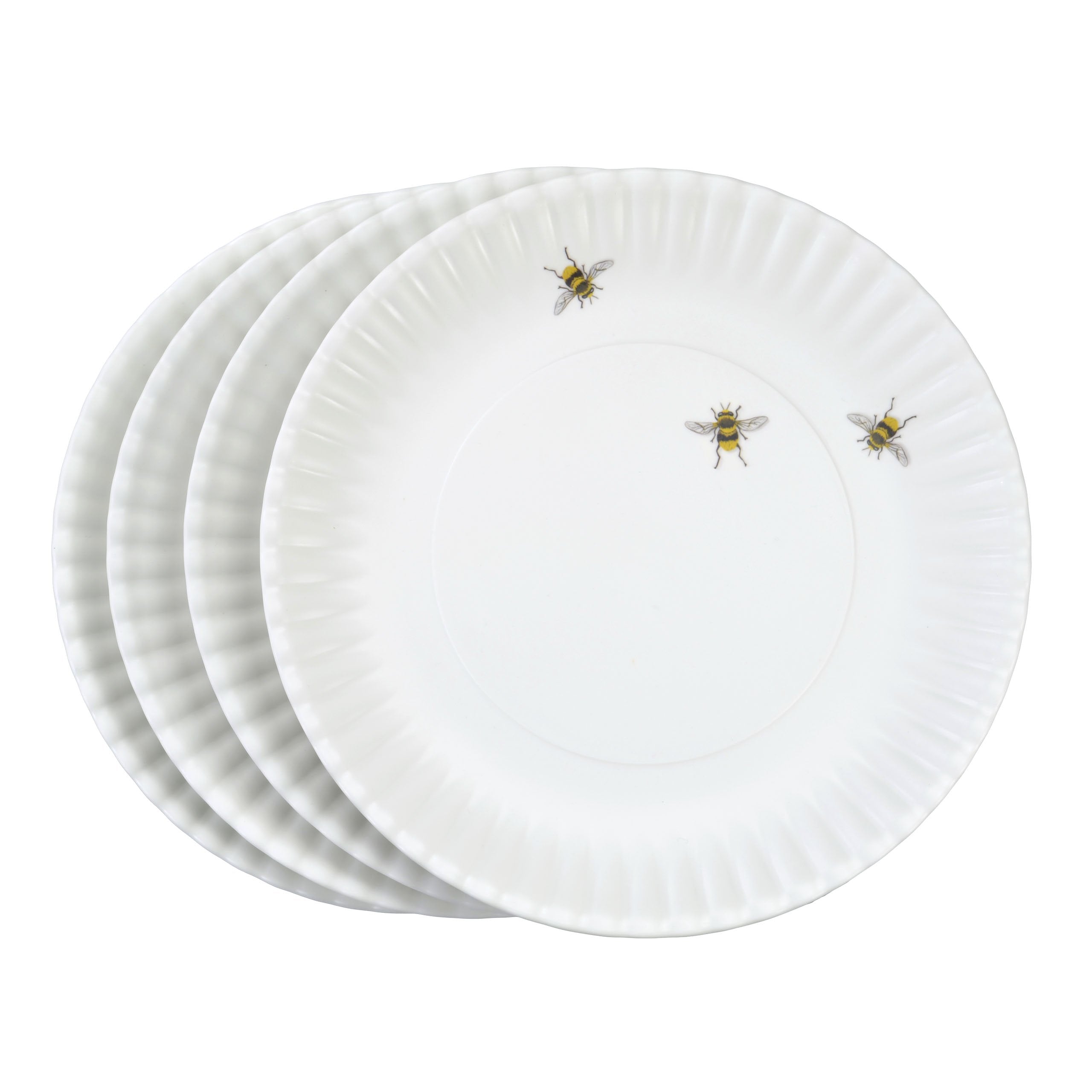 Mary Lake-Thompson Whimsical Bees Melamine Dinner Plates, Set Of 4 White Mz189Pp One Size