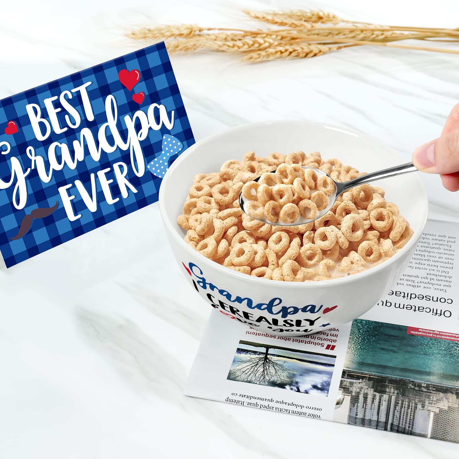 Grandpa Gift Cereal Bowl And Cereal Killer Spoon Set With Best Dad Ever Card Birthday Grandfather'S Retirement Christmas Present