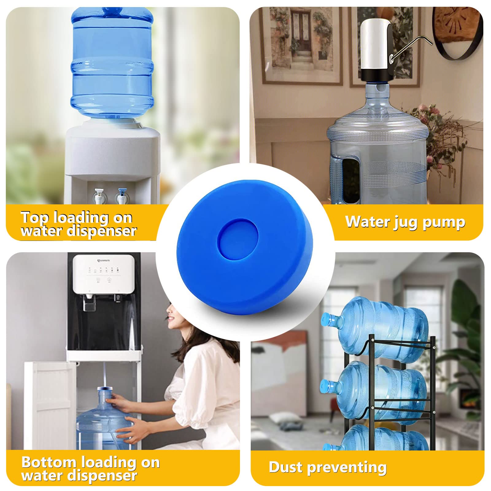 Striludo 5 Packs 5 Gallon Water Jug Cap,Water Jug Plug,Replacement Water Jug Caps,Reusable Silicone Leak Proof Jug Lid For 55Mm