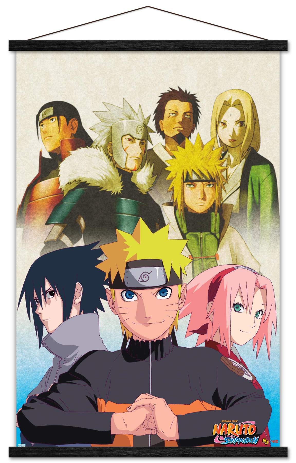 Trends International Naruto Shippuden - Key Art Wall Poster, 22.375'' X 34'', Print And Black Hanger Bundle