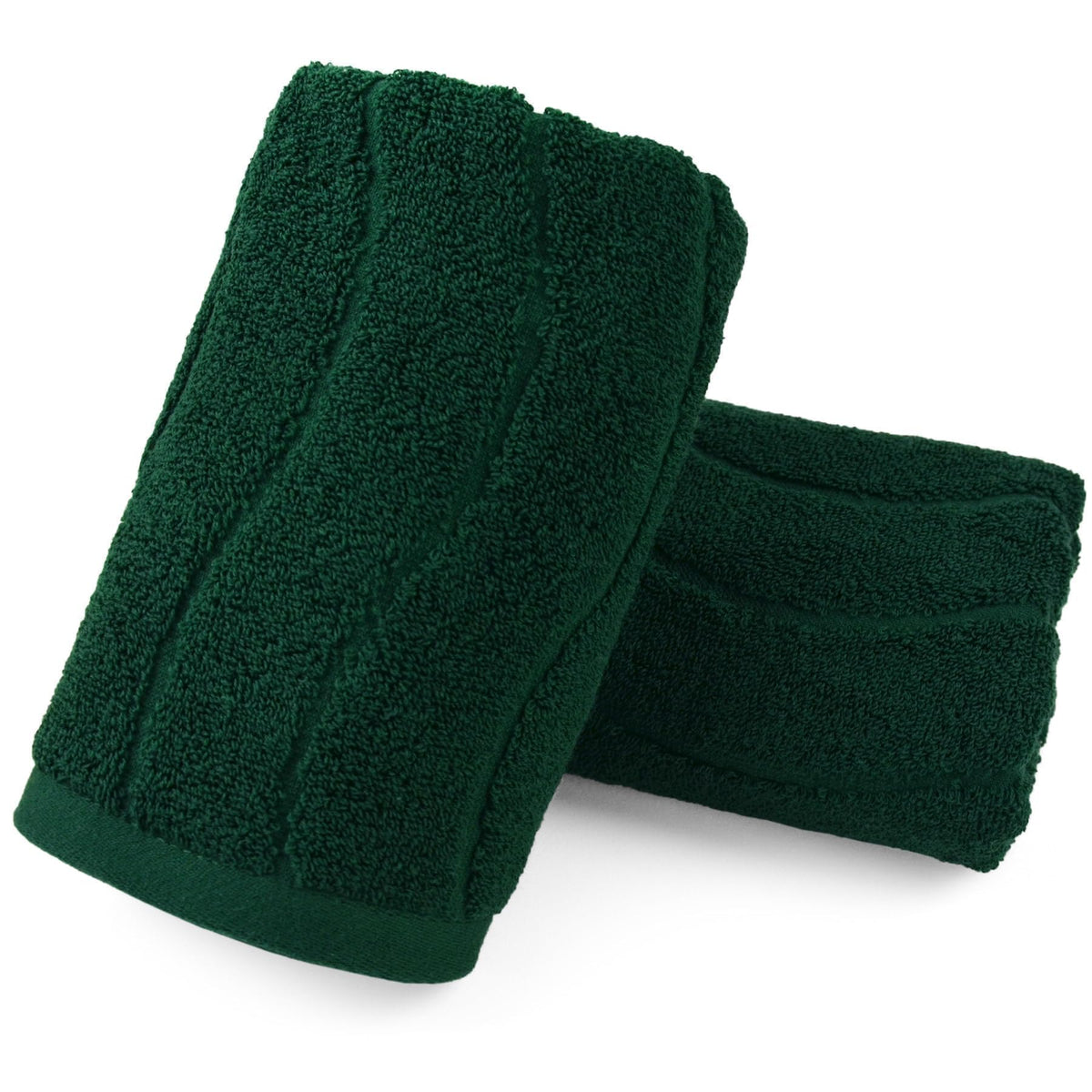 2-Piece Hand Towels Set In Forest Green, Wavy Striped Jacquard Towels For Bathroom Kitchen Gifts (13X29 Inches, 100% Cotton)
