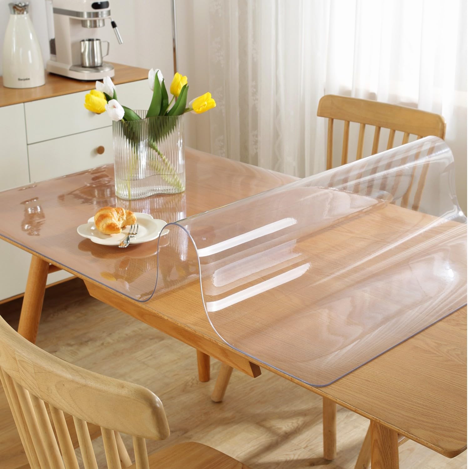 Frosted Clear Table Protector 38 X 60 Inch, 1.5Mm Thick Plastic Table Cover, Waterproof Pvc Clear Table Cover Protector, Desk Pr