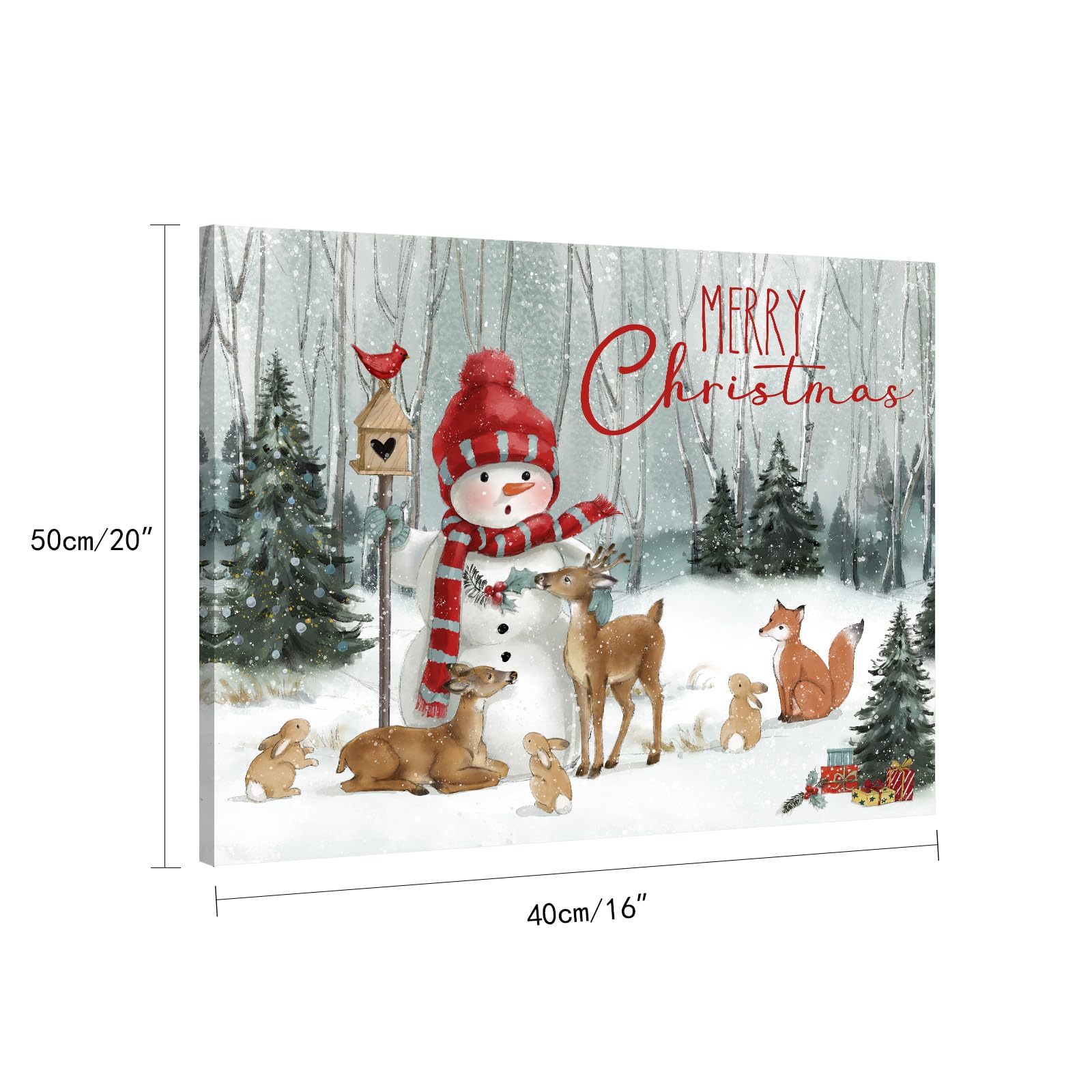 Christmas Pictures Snowman Wall Decor: Christmas Paintings On Canvas Wall Art Deer Rabbit Animal Prints Winter Scene Wall Art Xm