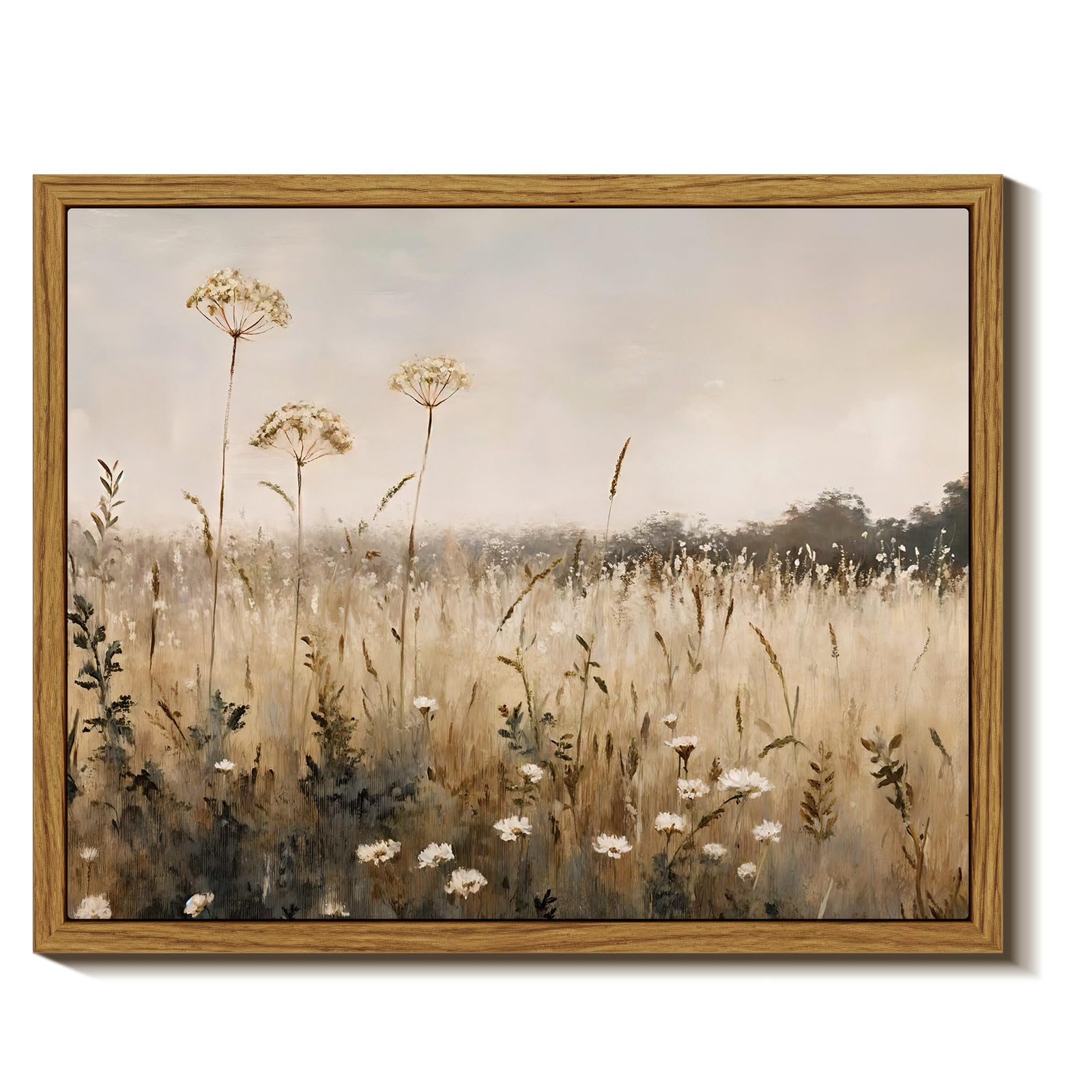 Insimsea Framed Wall Art For Living Room Retro Botanical Flower Canvas Art Wall Decor Bedroom Rustic Artwork Farmhouse Oil Paint