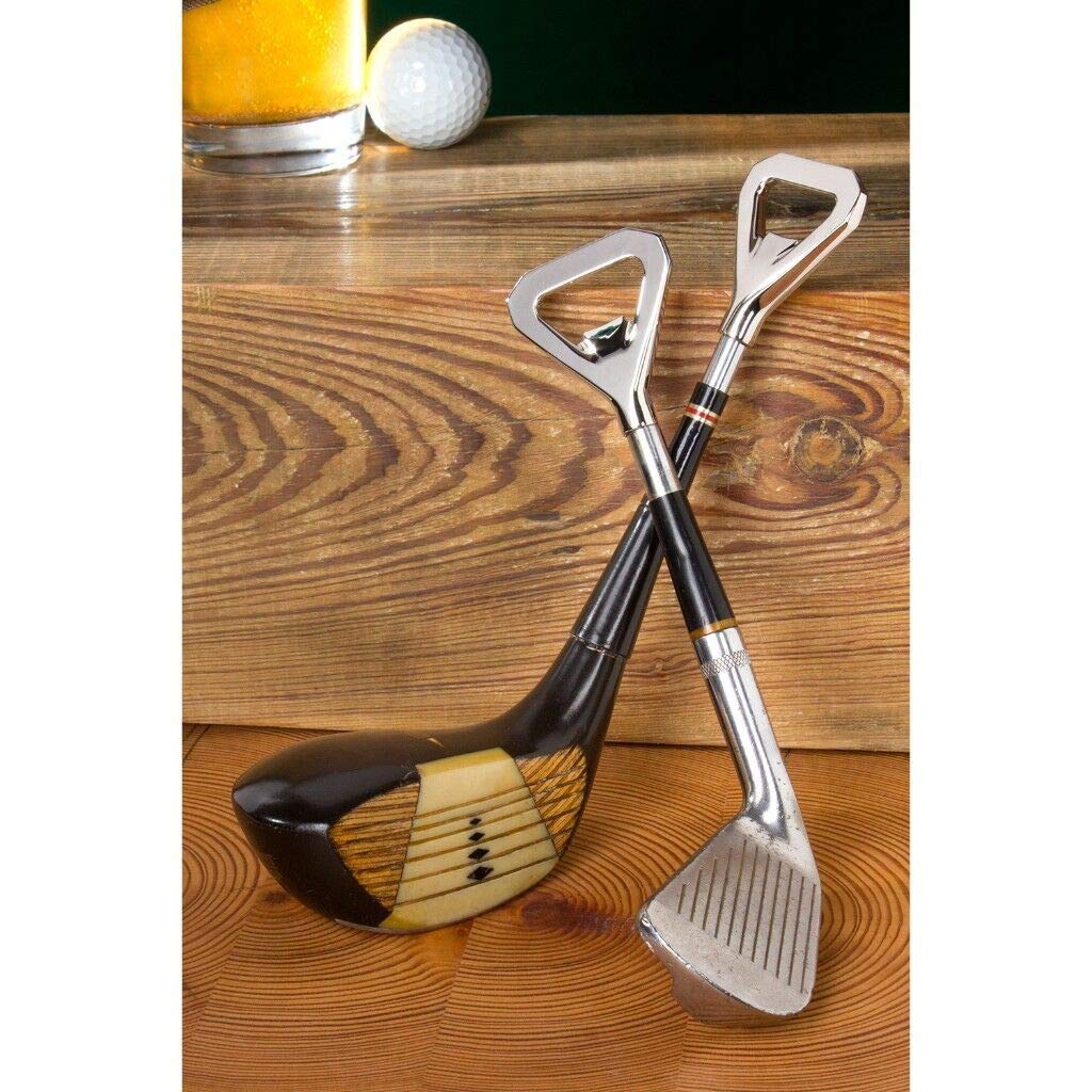 Tokens & Icons Golf Wood Bottle Opener - Brass Material, Eco-Friendly, COMINHKPR20568, Natural Wood Finish