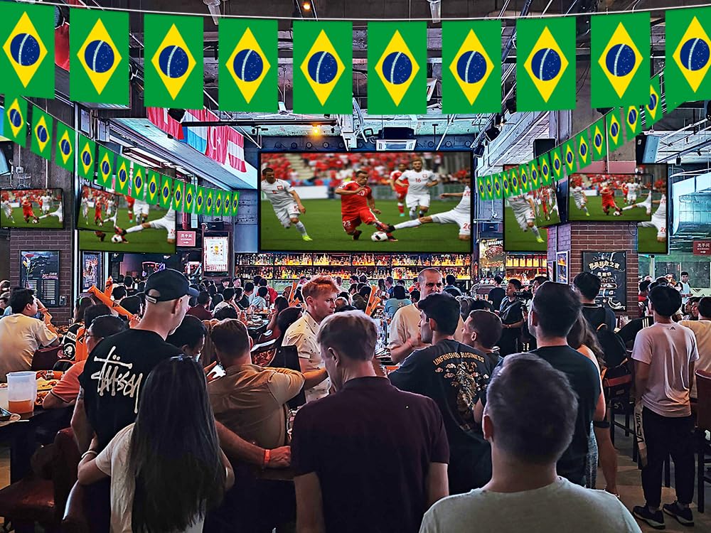 Brazil String Flag Pennant Banner - 38 Flags, 42 Feet Small Mini Brazilian Flags Bunting Banner For Country Decoration, School,