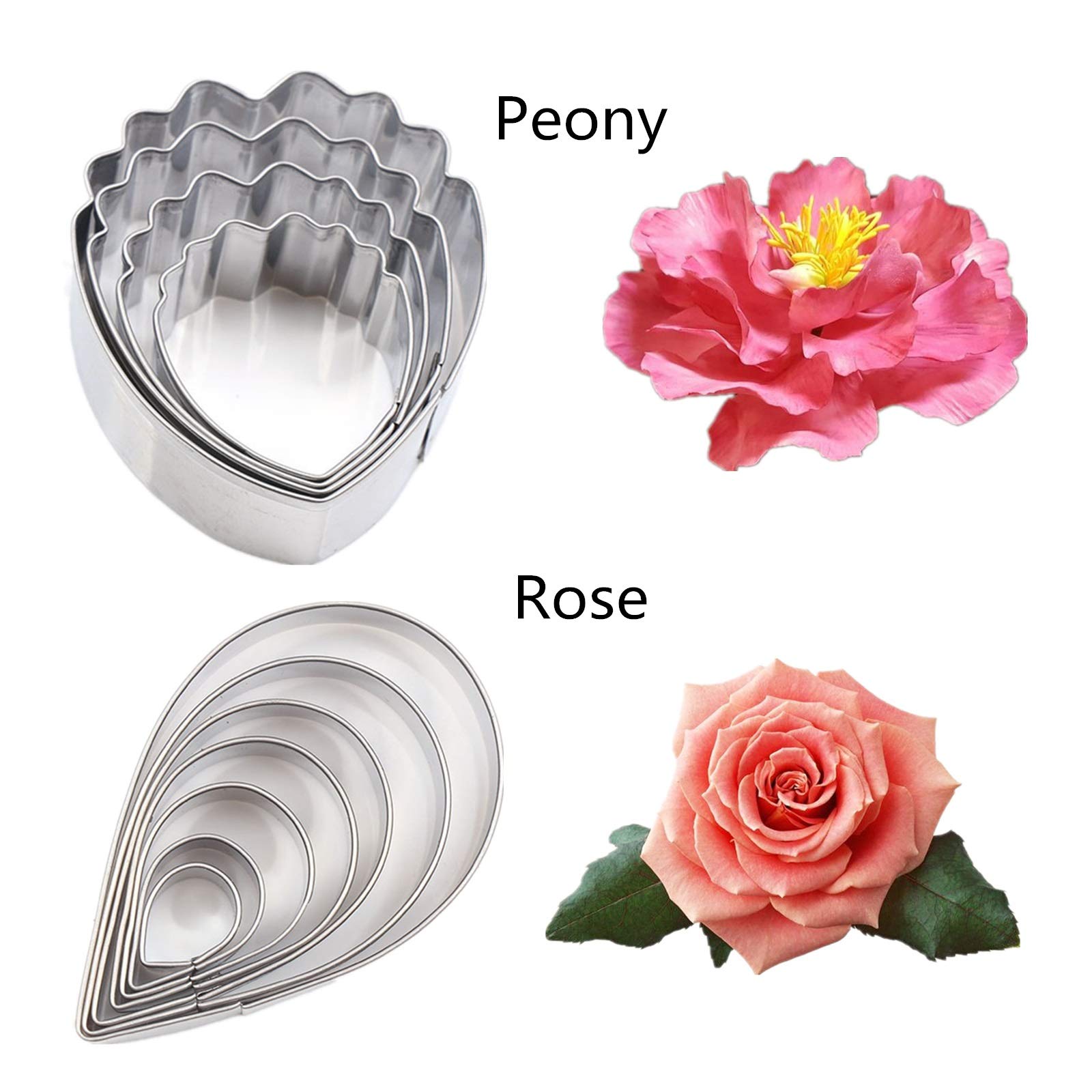 7Set Stainless Steel Gum Paste Fower Cutter Set Fondant Flower Leaves Cutter Sugarcraft Cookie Cutter Diy Making Tools For Cake