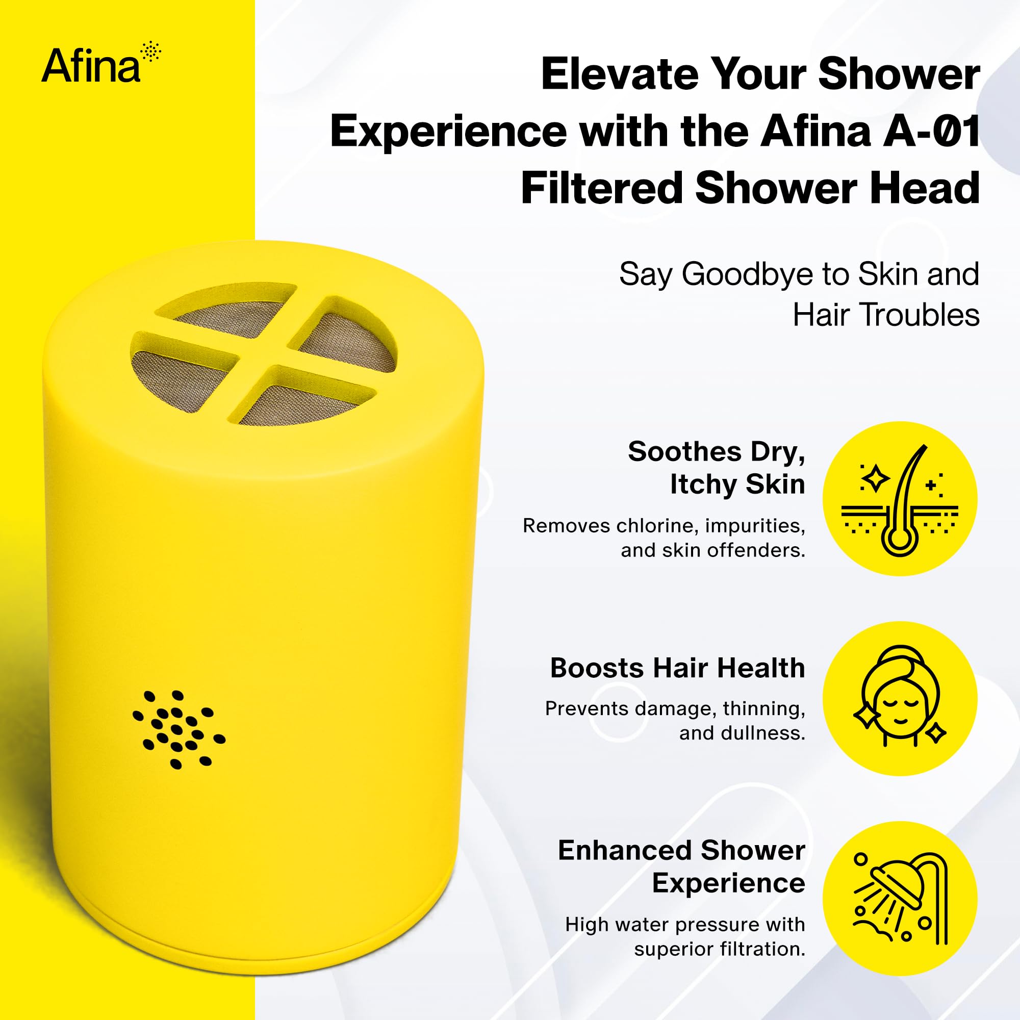 Afina A-01 Replacement Filter For Afina Filtered Showerhead - High Pressure Shower - Reduces Dry Itchy Skin, Dandruff, Eczema, A