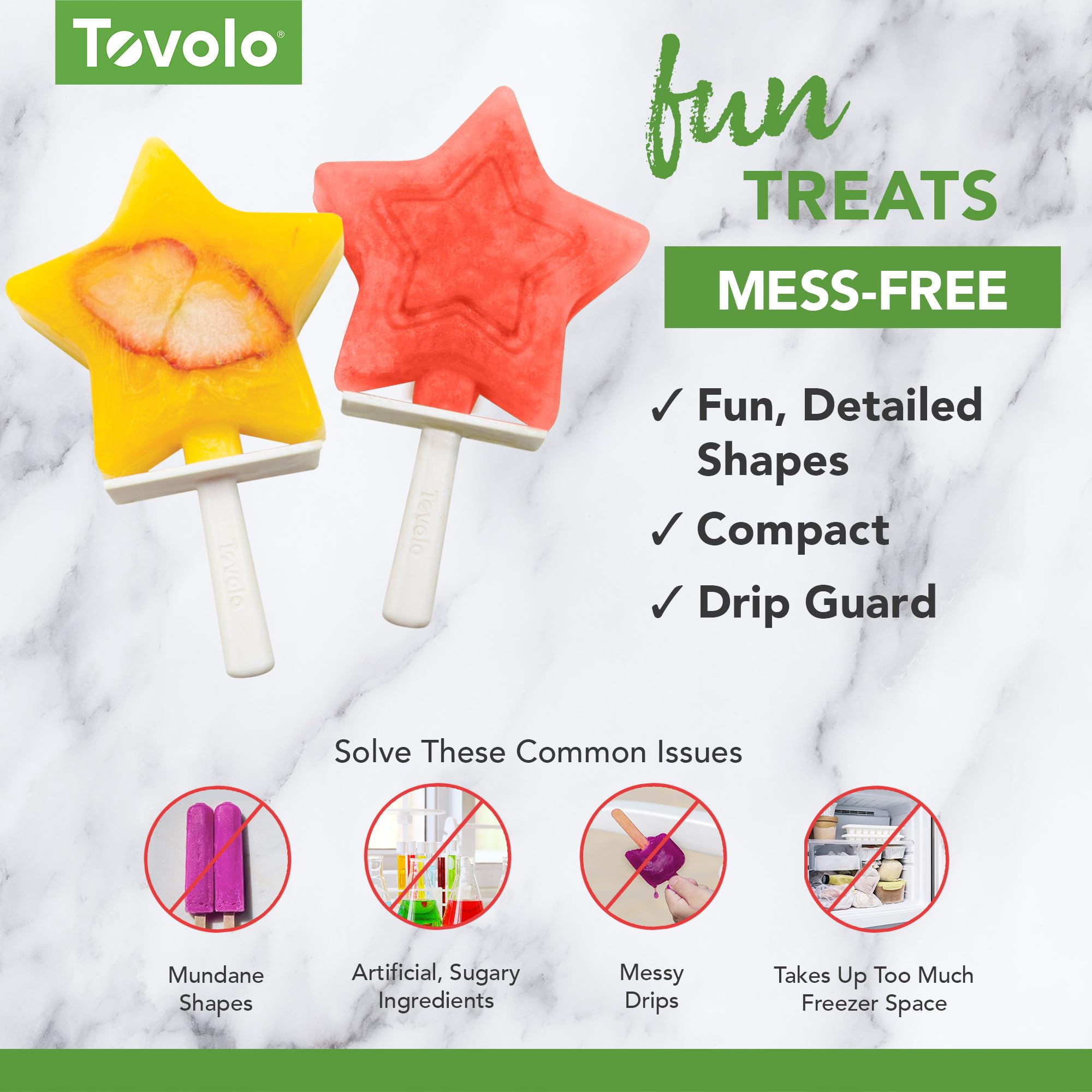 Tovolo Silicone Popsicle Molds With Sticks (4-Pack, Star) - Reusable Ice Pop Molds For Homemade Flavored Ice Pops & Frozen Snack