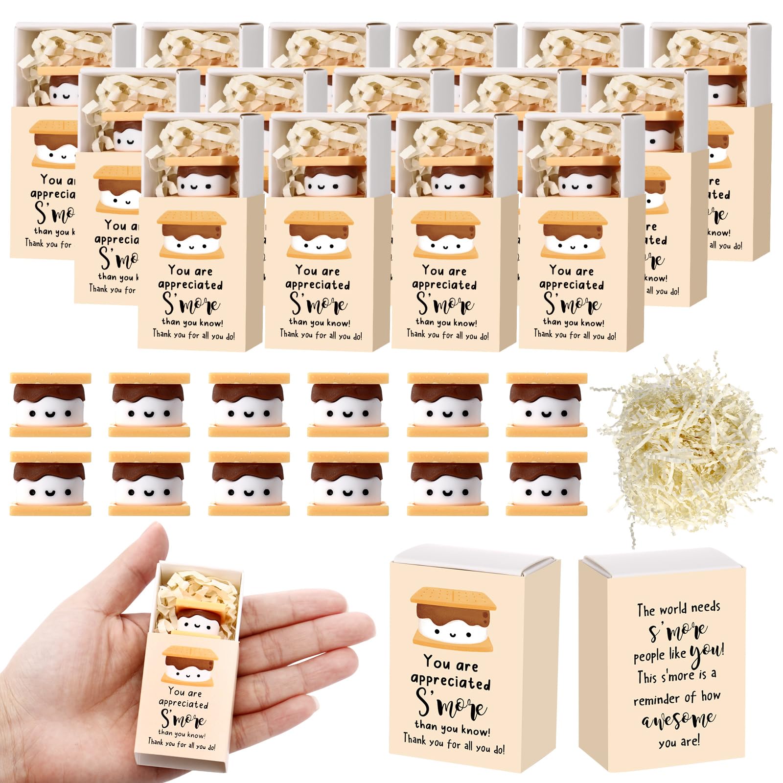 Wettarn 24 Sets S  more Appreciation Gifts Bulk Marshmallow with Box Party Favors Christmas Vet Tech Thank You Gift Rewards for 
