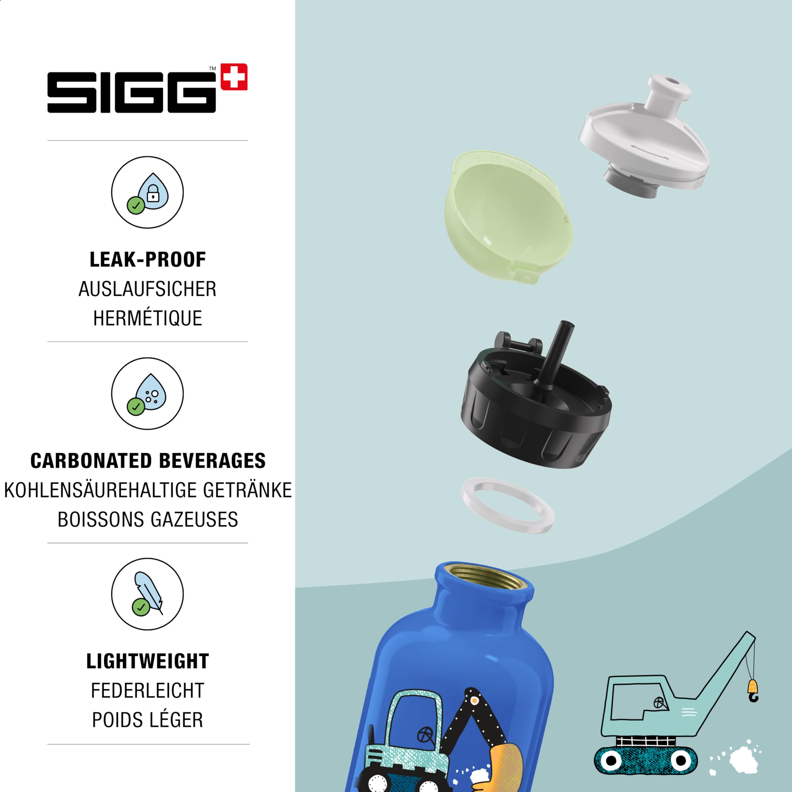 SIGG - Kids Water Bottle - Build It - Leakproof - Lightweight - BPA Free - Aluminum - 10 Oz