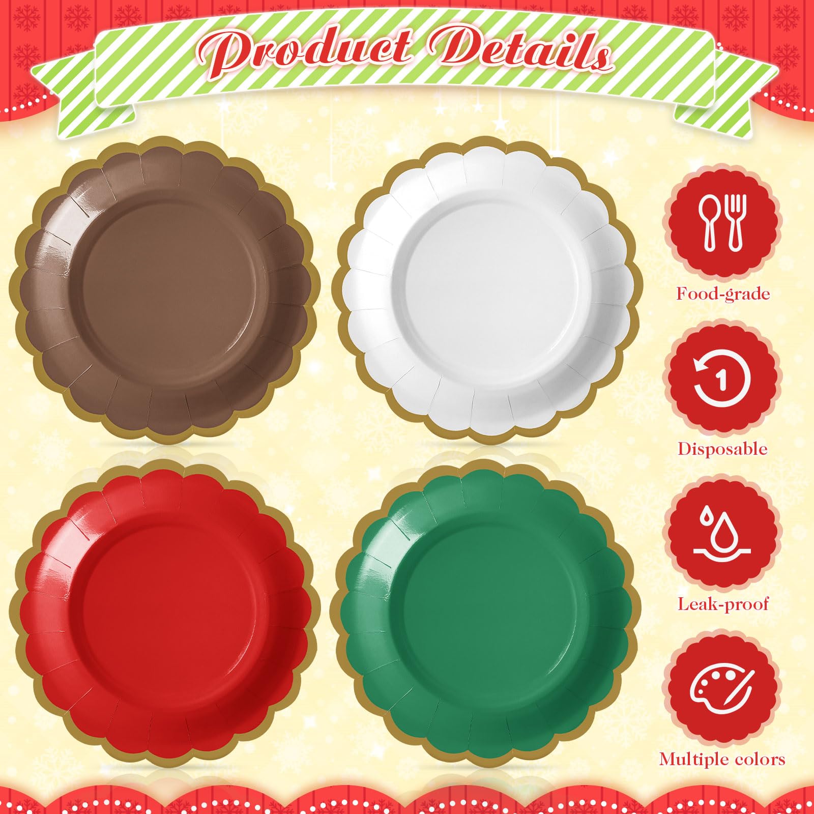 Tiangrid 48 Pcs Fall Paper Plates 7 Inch Thanksgiving Dessert Scalloped Edge Disposable Gradient Color Dinner Plates for Fall We