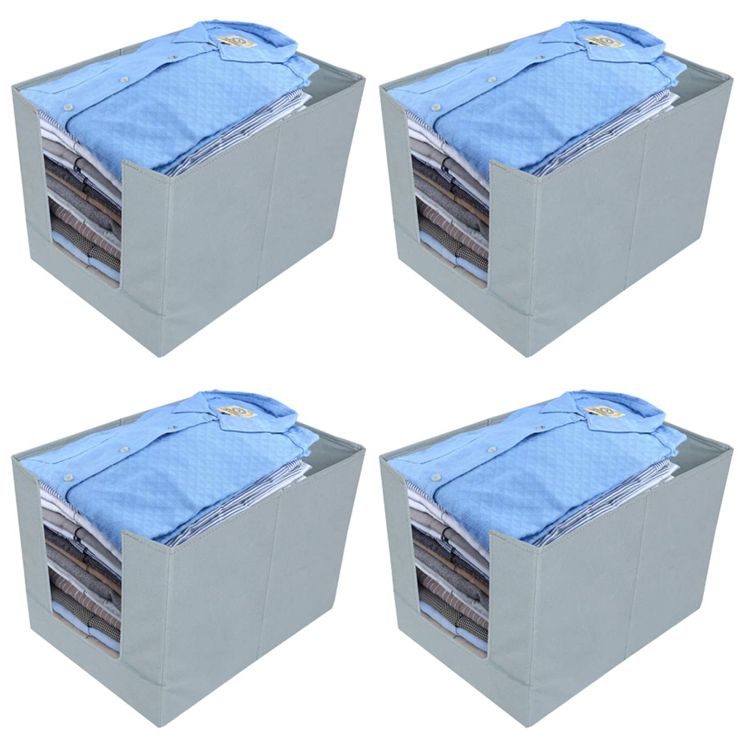 Kuber Industries Stylish Shirt Organizer For Wardrobe|Foldable Non Woven Shirt Stacker|Drawer Storage Unit For Closet Cuboard|Cl