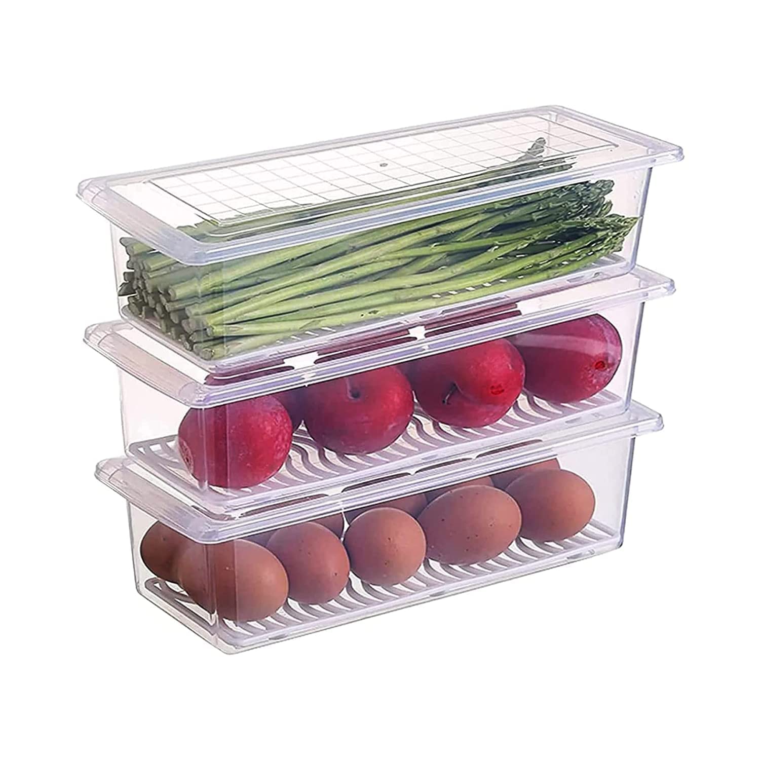 AERYS Fridge Storage Box Fridge organizer Food Storage Container, Stackable Plastic Fish, Meat, Vegetables & Fruits Freezer Stor