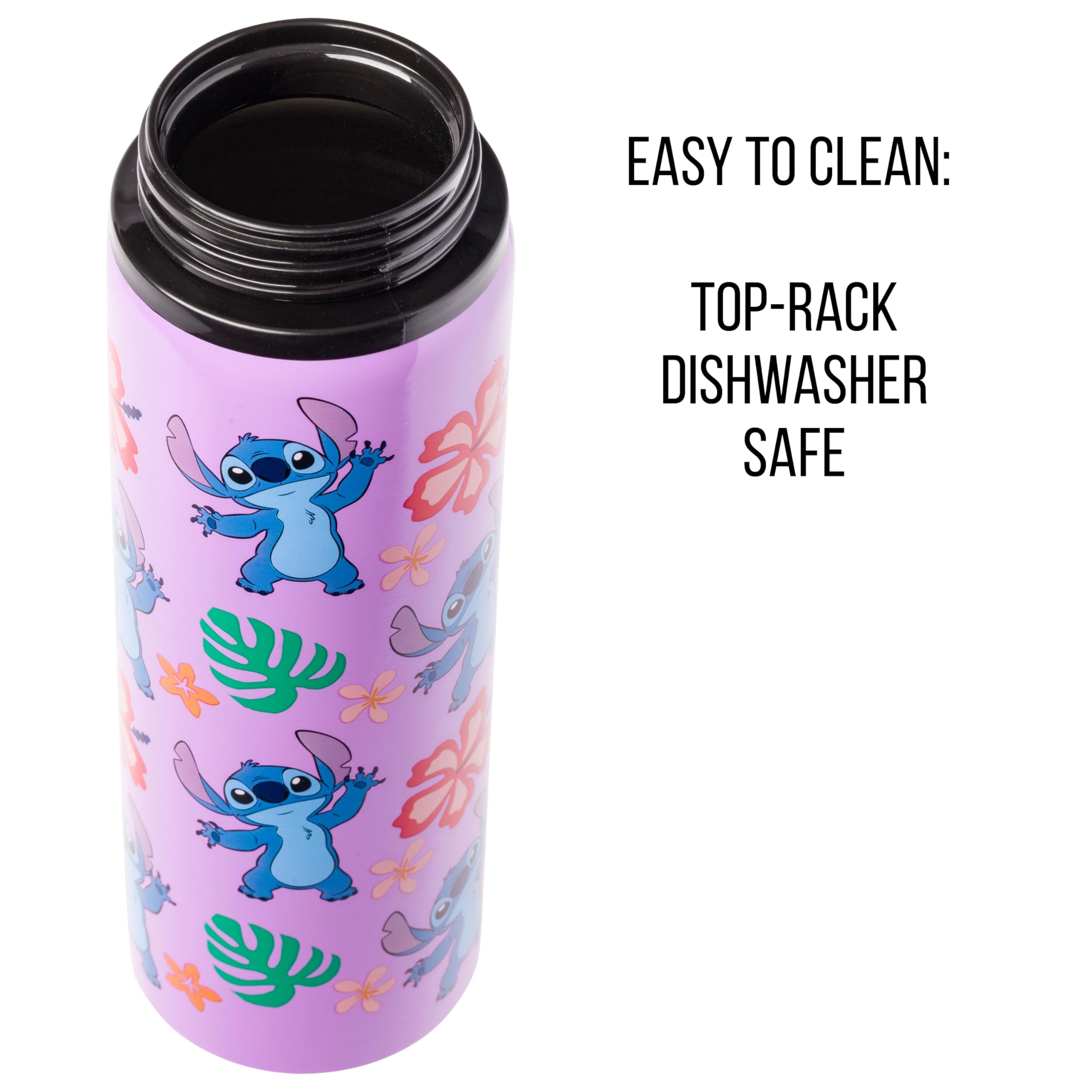 Silver Buffalo Disney Lilo And Stitch Tropical Sitting Stitch Double Walled Stainless Steel Water Bottle, 25 Ounces