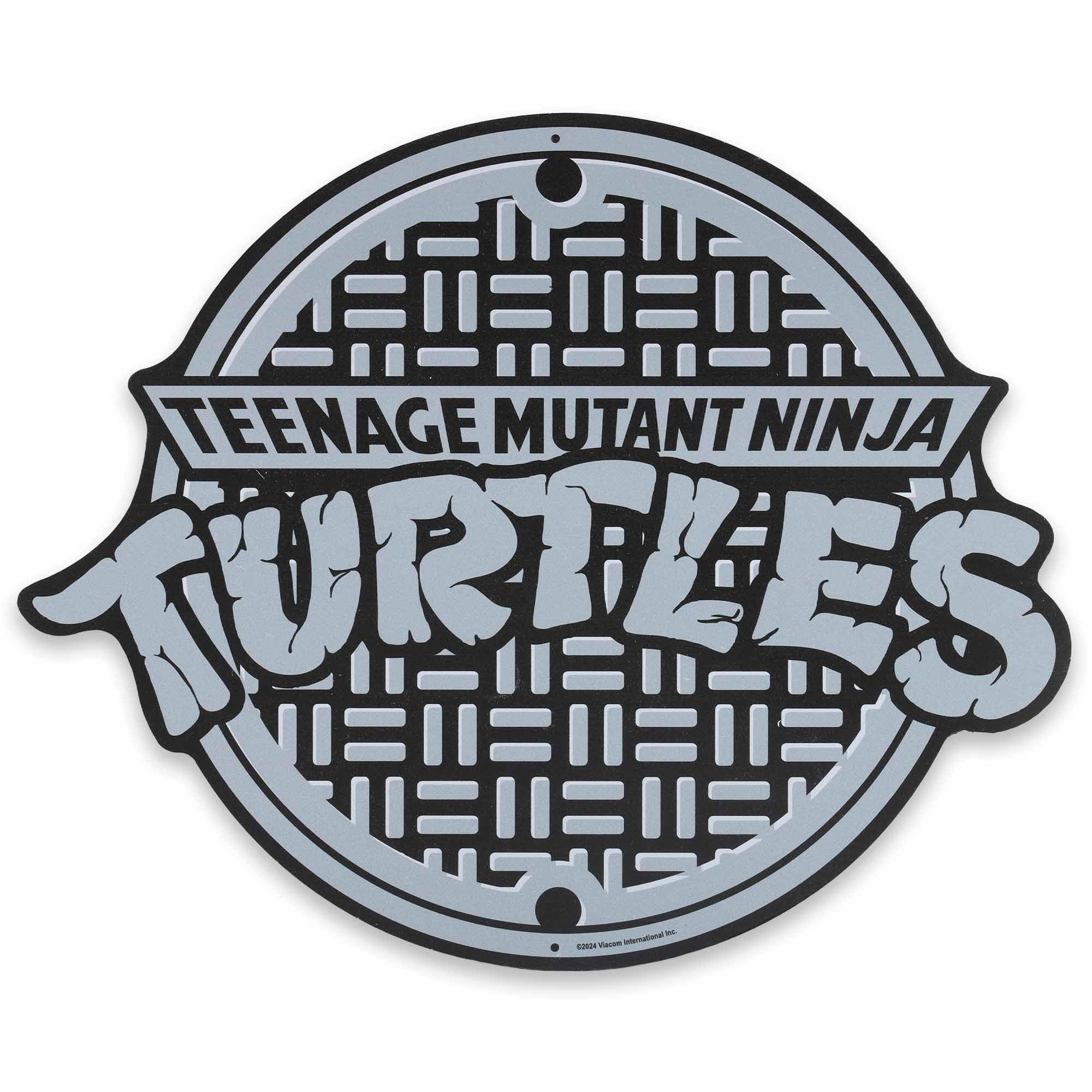 Teenage Mutant Ninja Turtles Manhole Cover Metal Wall Decor - Round TMNT Logo Sign for Kids Room or Man Cave