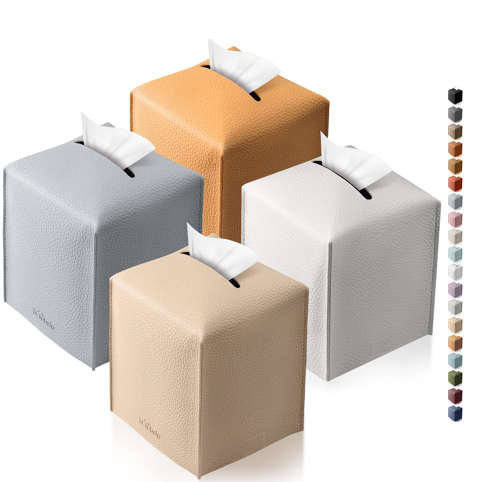 Tissue Box Cover, Tclouda, Modern PU Leather Square Tissue Box Holder for Creative Decorative, 4 Pack, Ideal for Bathrooms/Offic