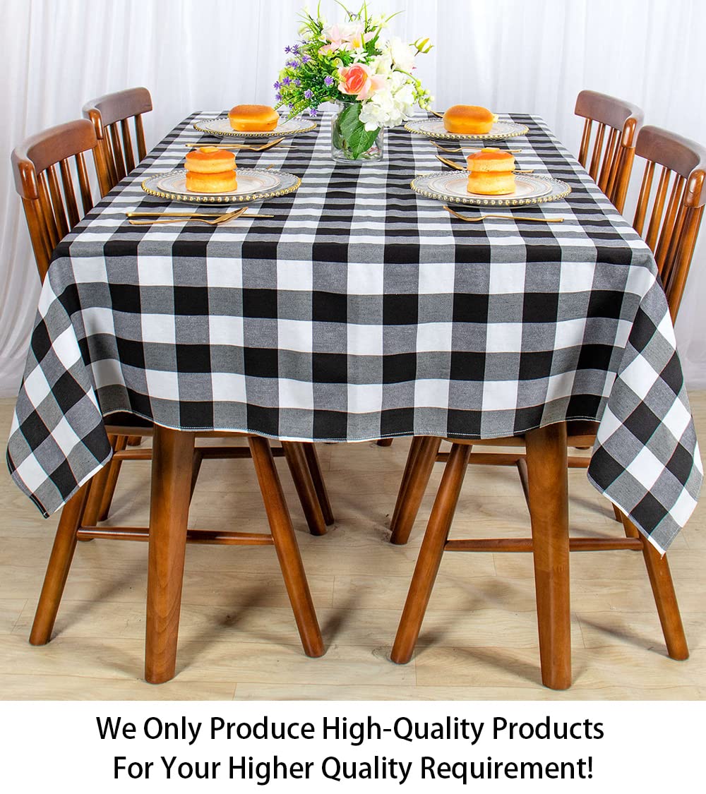 Shinybeauty Checked Tablecloth Rectangle 54X80-Inch Black And White Buffalo Plaid Tablecloth Washable Check Table Cover Gingham