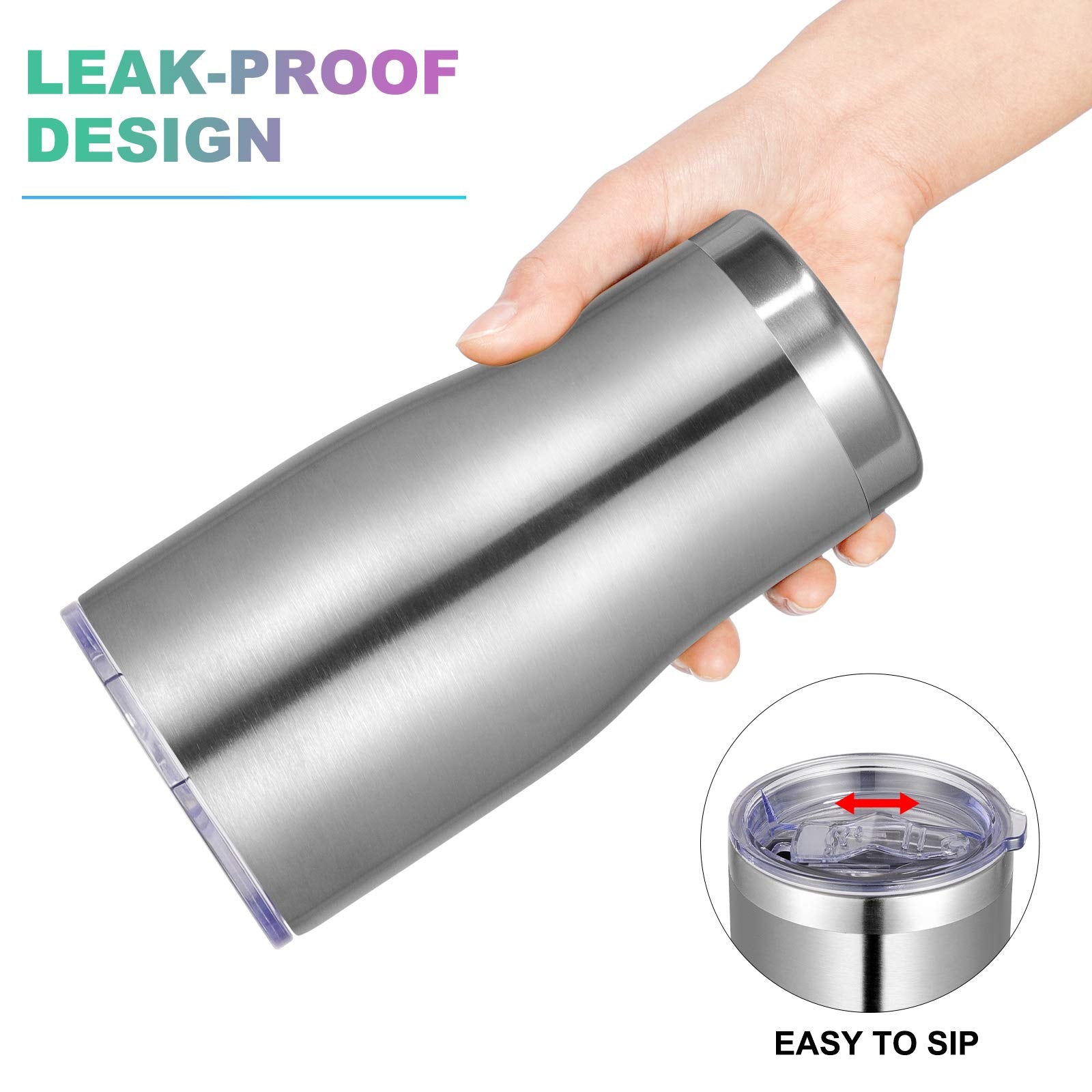 Vegond 20Oz Tumbler Stainless Steel Tumbler Cup With Lid And Straw Vacuum Insulated Double Wall Travel Coffee Mug(Stainless 1 Pa