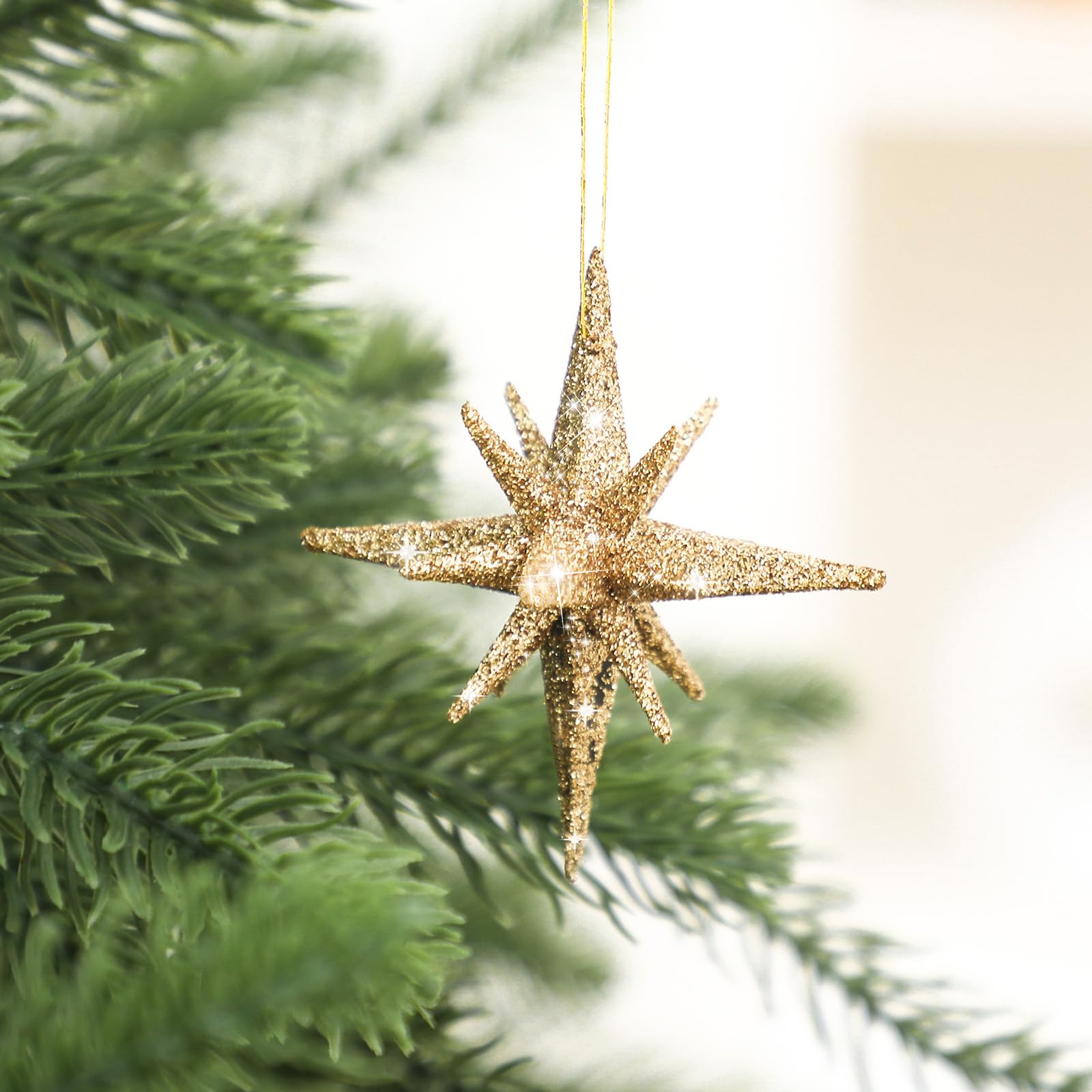 Beeveer 20 Pcs Christmas Bethlehem Star Ornament - 2.75 Inch Glitter Star of Christmas Tree Bethlehem Ornament for Xmas Holiday